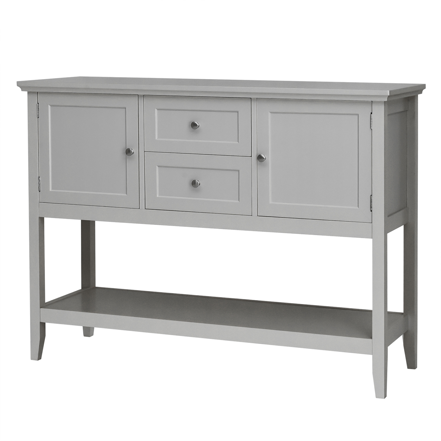 Topbuy Buffet Cabinet Sideboard Wooden Console Table with 2 Storage Drawers & 2 Cabinets & Bottom Shelf Beige/Gray