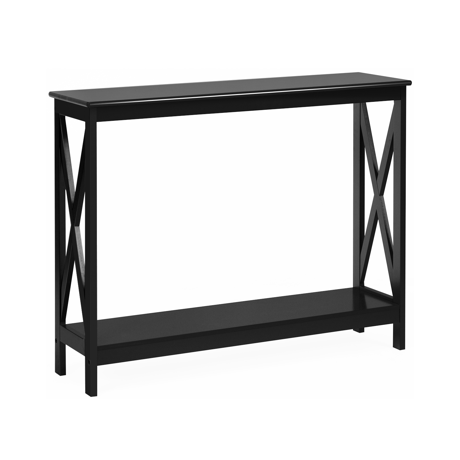 Topbuy Industrial 2-Tier Console Table X-Design Bookshelf Narrow Accent Table Black