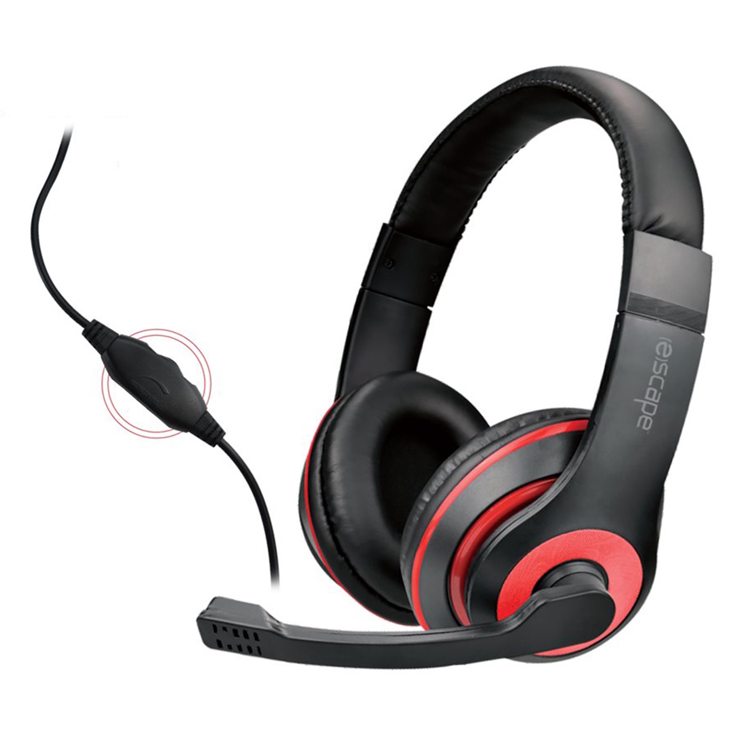 Escape - Wired Stereo Gaming Headset, Volume Control and Microphone, Red