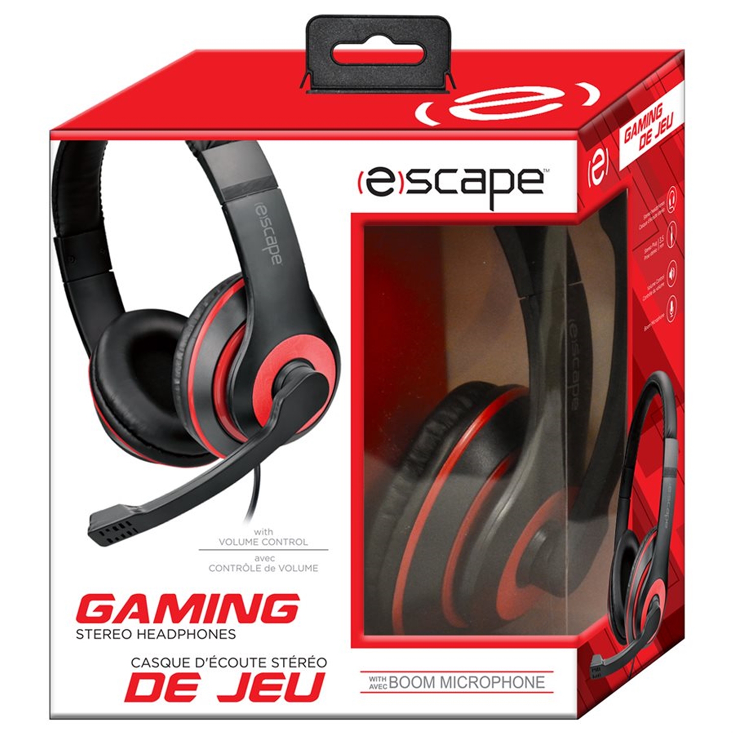 Escape - Wired Stereo Gaming Headset, Volume Control and Microphone, Red