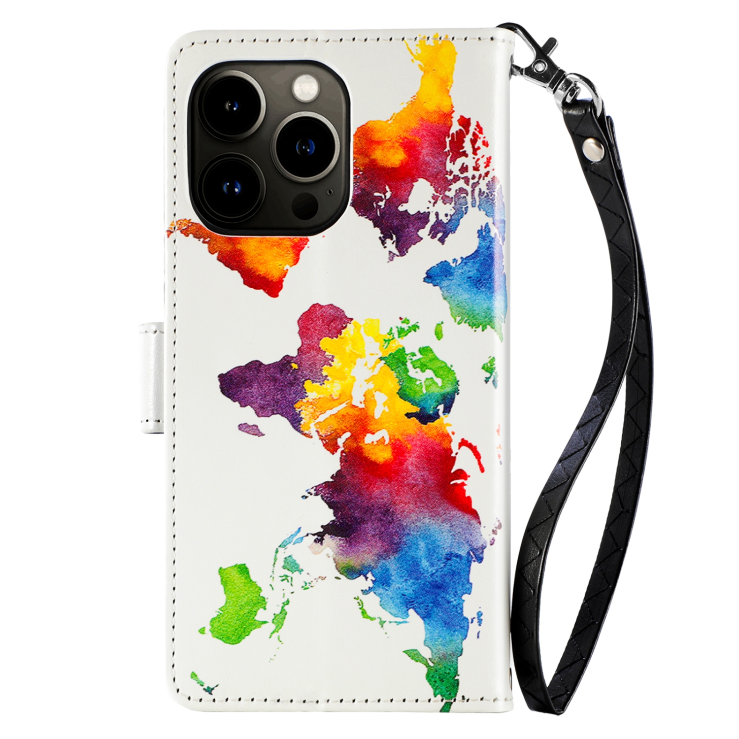 Juvenileway™ Design Folio Series Style Reassurance Flip Case for Apple iPhone 13 Pro Max – World