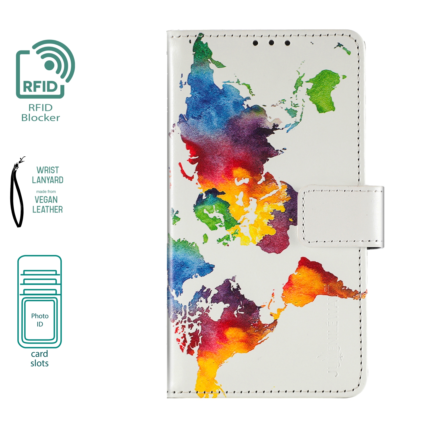 Juvenileway™ Design Folio Series Style Reassurance Flip Case for Apple iPhone 13 Pro Max – World