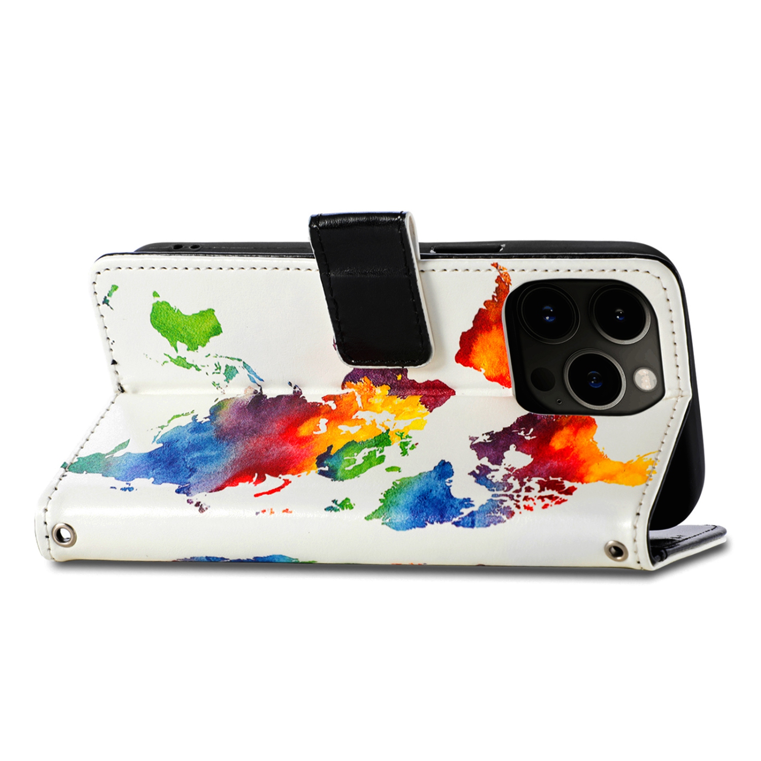 Juvenileway™ Design Folio Series Style Reassurance Flip Case for Apple iPhone 13 Pro Max – World