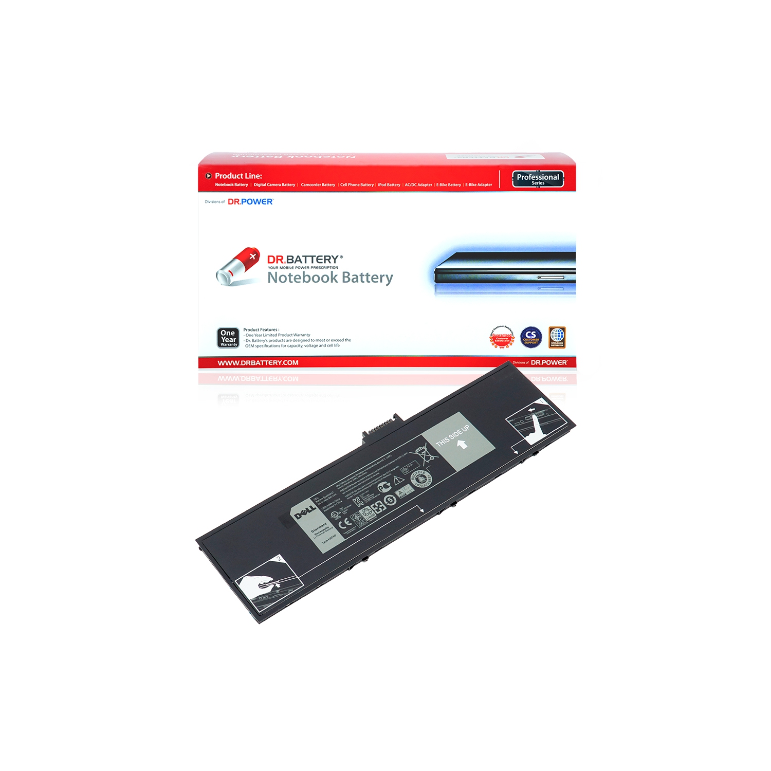 DR. BATTERIE - Remplacement pour Dell Venue 11 Pro / 11 Pro (7139) / 11 Pro 7130 / 11 Pro 7139 / 0VJF0X / 0VT26R / HXFHF [7.4V / 4855mAh / 36Wh]