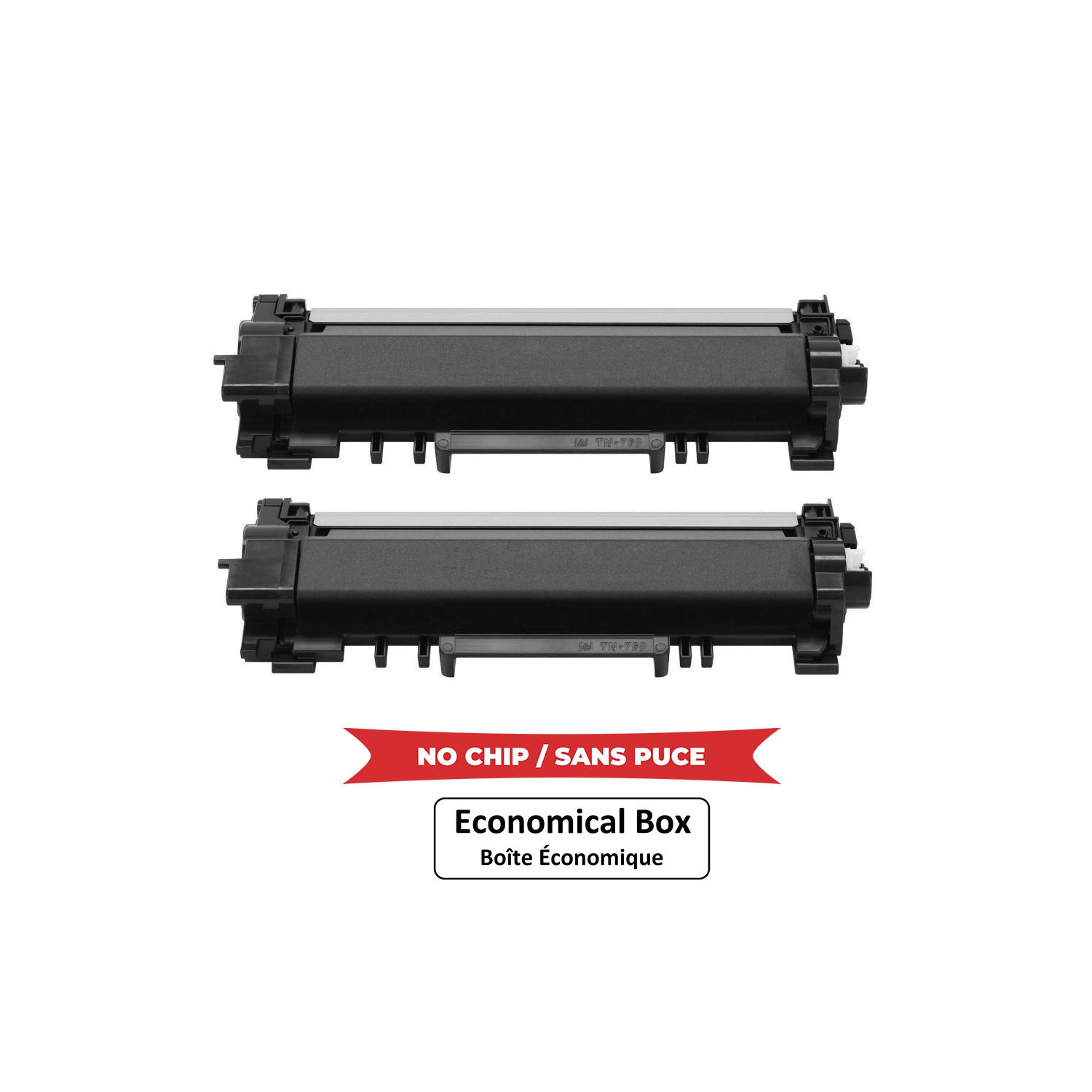 2 PACK TN760 Black Toner Cartridge HighYield-No Chip For Brother HL-L2370DWXL L2390DW- Economical Box