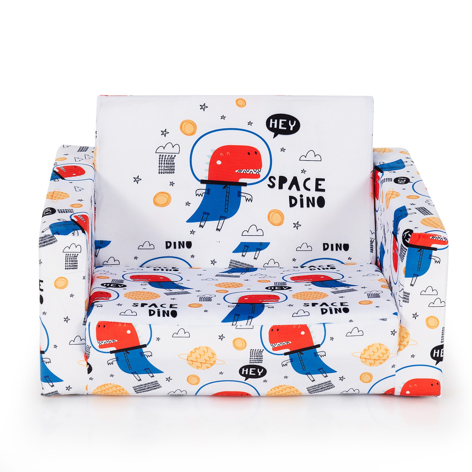 Topbuy 2-in-1 Convertible Kids Sofa Flip Open Couch w/Sturdy Sponge Construction&Velvet Fabric White&Red&Blue