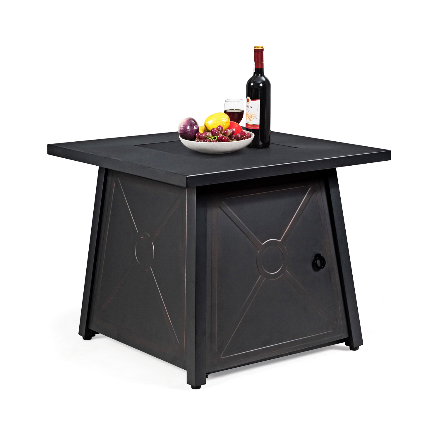 Topbuy 50,000 BTU Square Outdoor Propane Fire Pit Table with Waterproof Cover Lava Rock