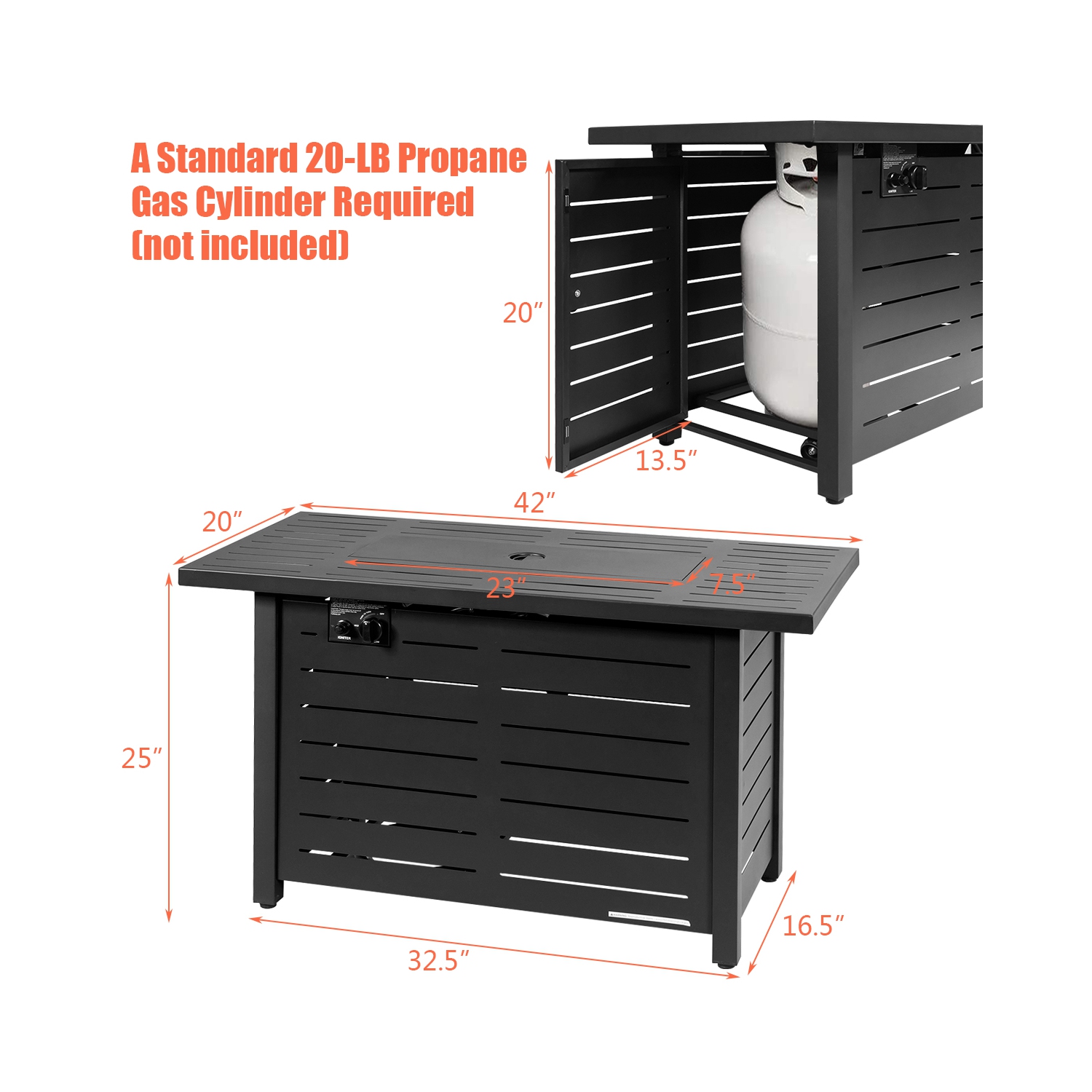 Table-foyer extérieur de 60,000 BTU avec radiateur de patio au propane, porte et housse de table de TopBuy