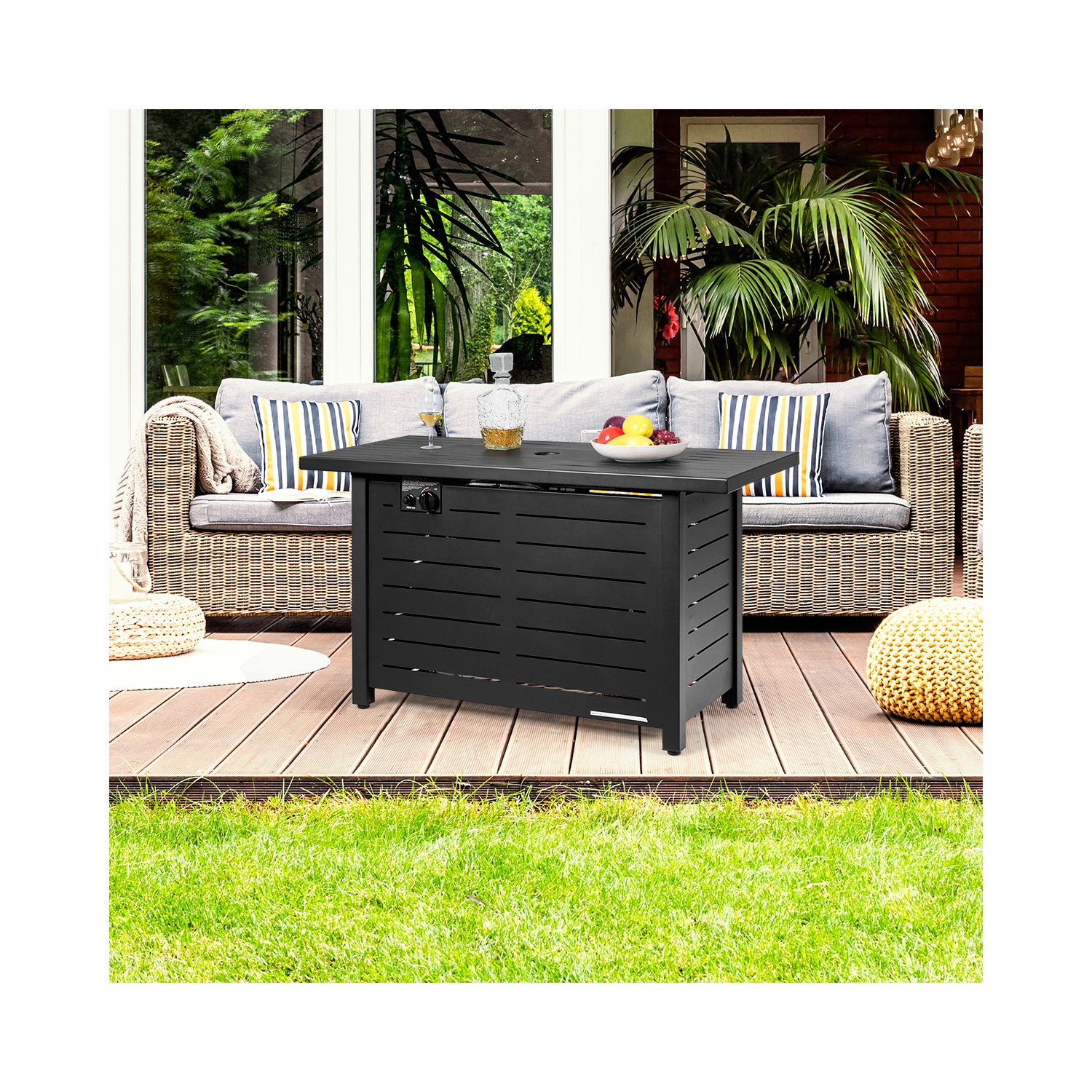 Table-foyer extérieur de 60,000 BTU avec radiateur de patio au propane, porte et housse de table de TopBuy