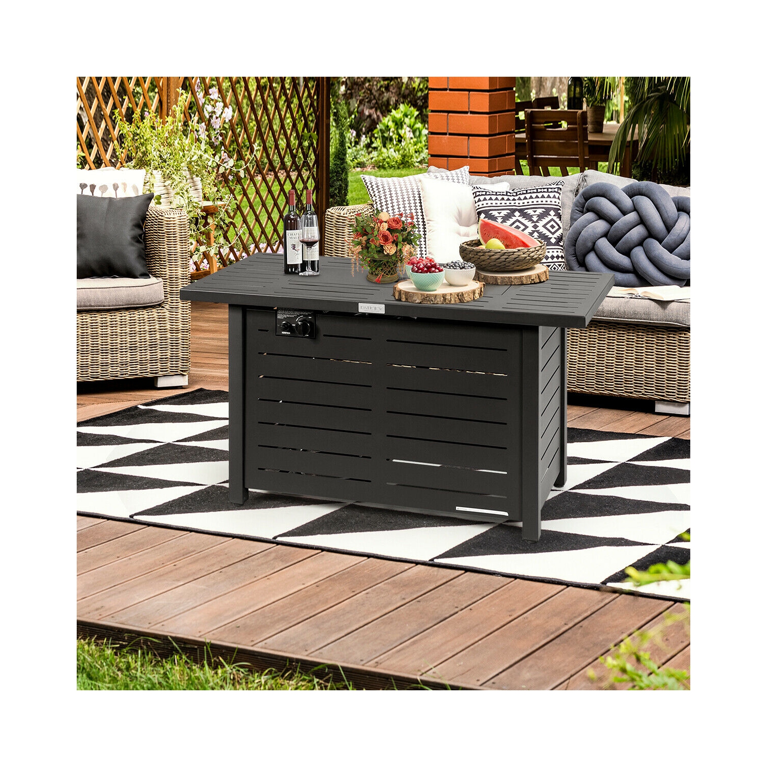 Table-foyer extérieur de 60,000 BTU avec radiateur de patio au propane, porte et housse de table de TopBuy