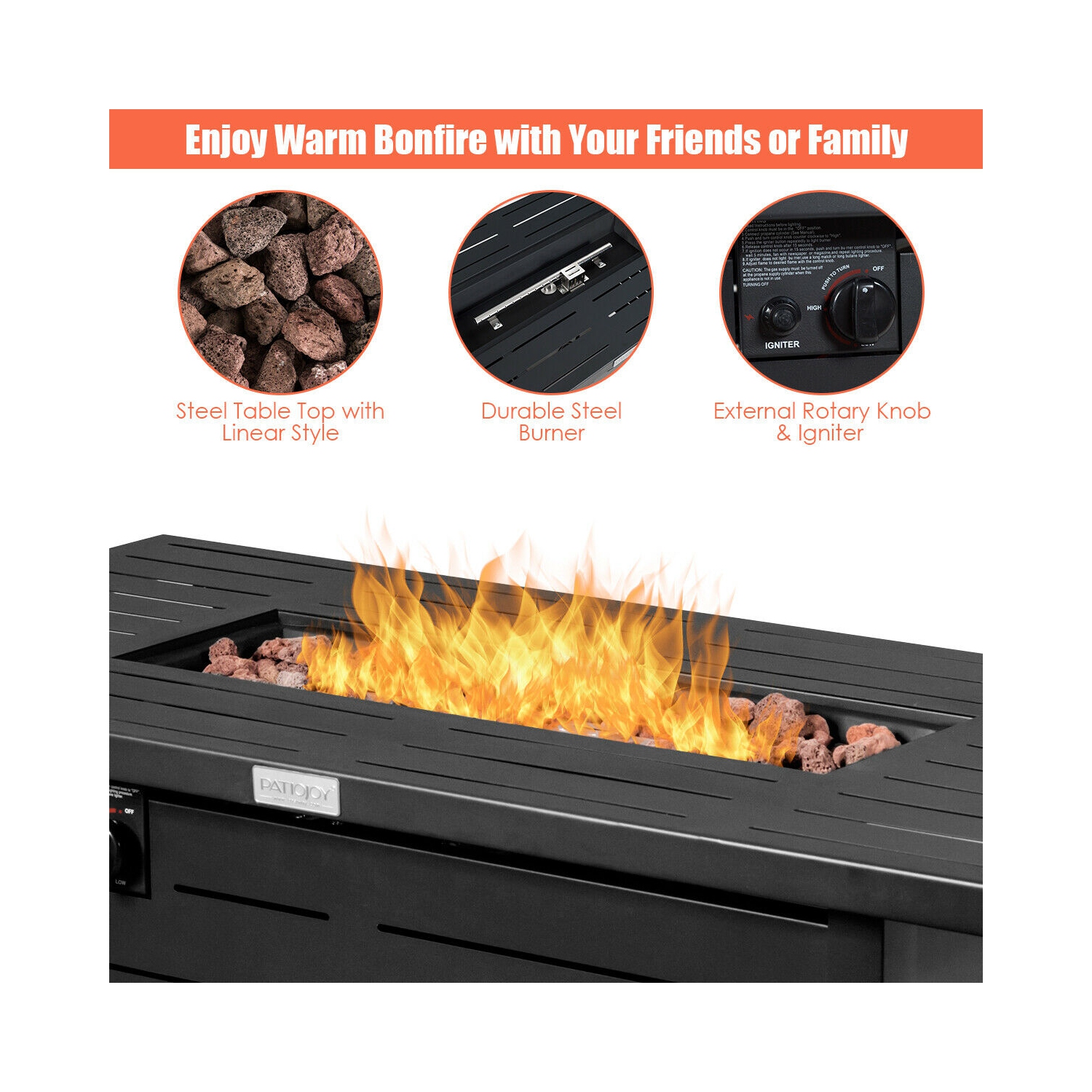 Table-foyer extérieur de 60,000 BTU avec radiateur de patio au propane, porte et housse de table de TopBuy