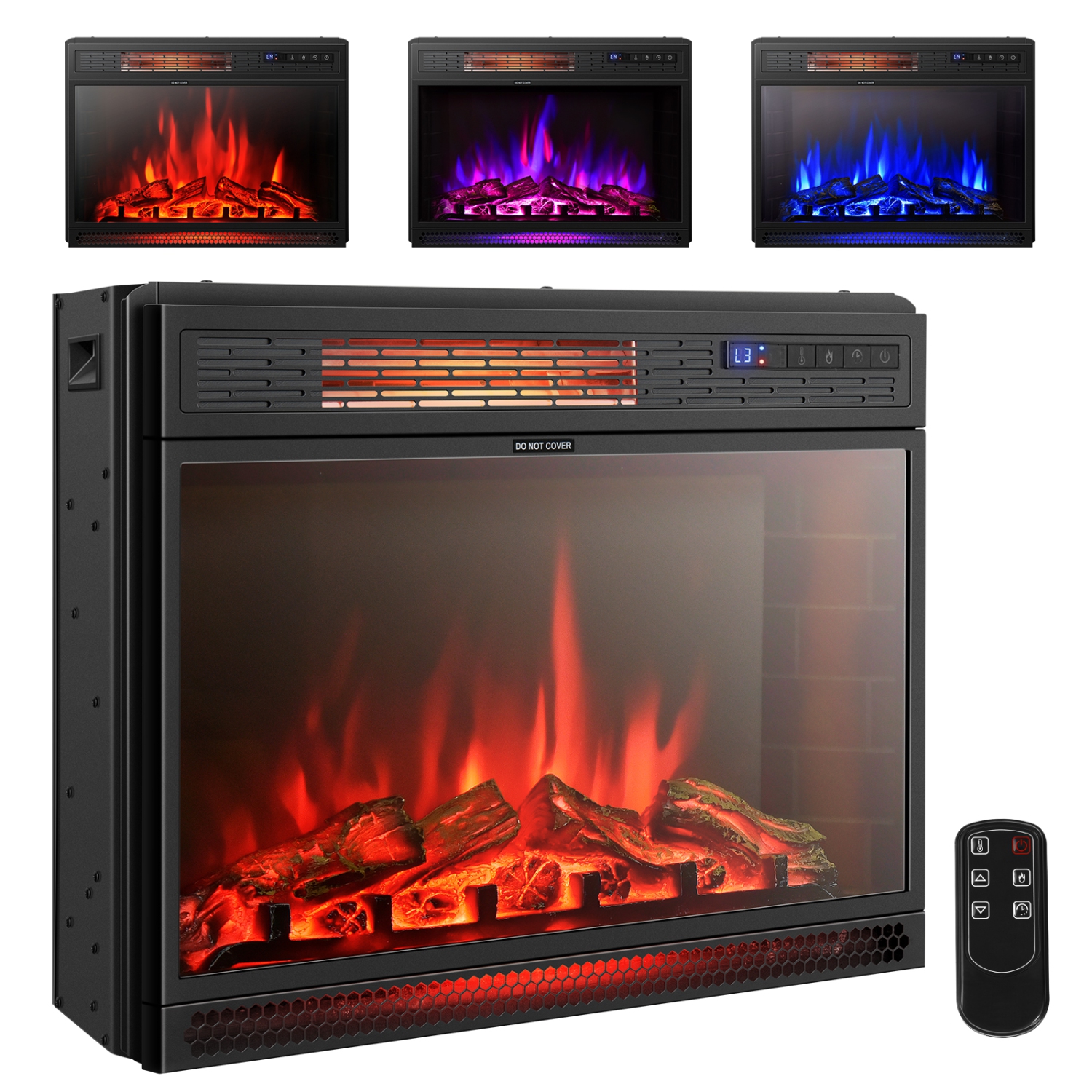 Topbuy 25" Electric Fireplace Wall Recessed Electric Heater w/Remote Control Touch Screen Thermostat Timer