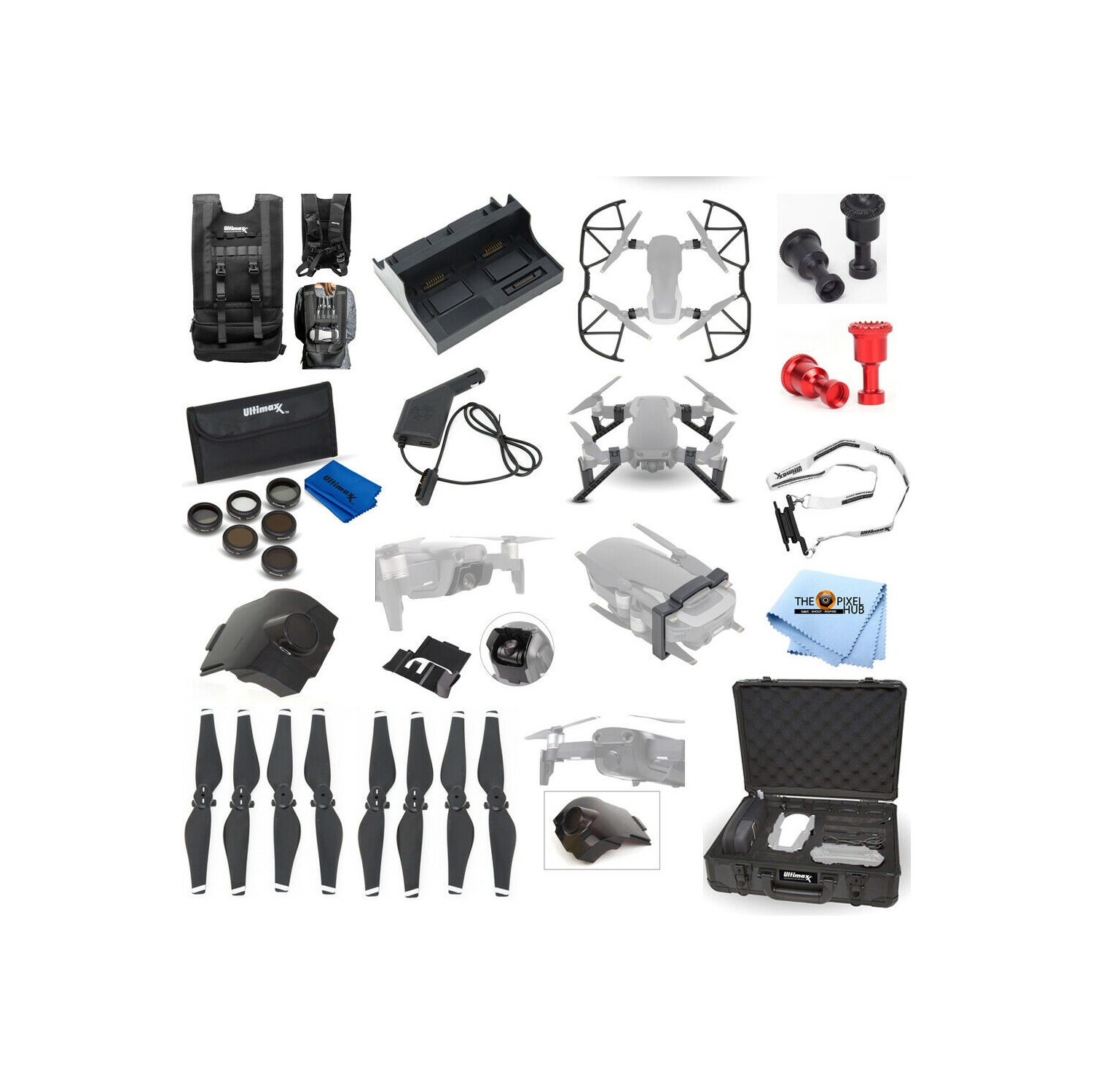 Kit d'accessoires DJI Mavic Air avec boîtier en aluminium, kit de filtre, chargeur, accessoires et plus