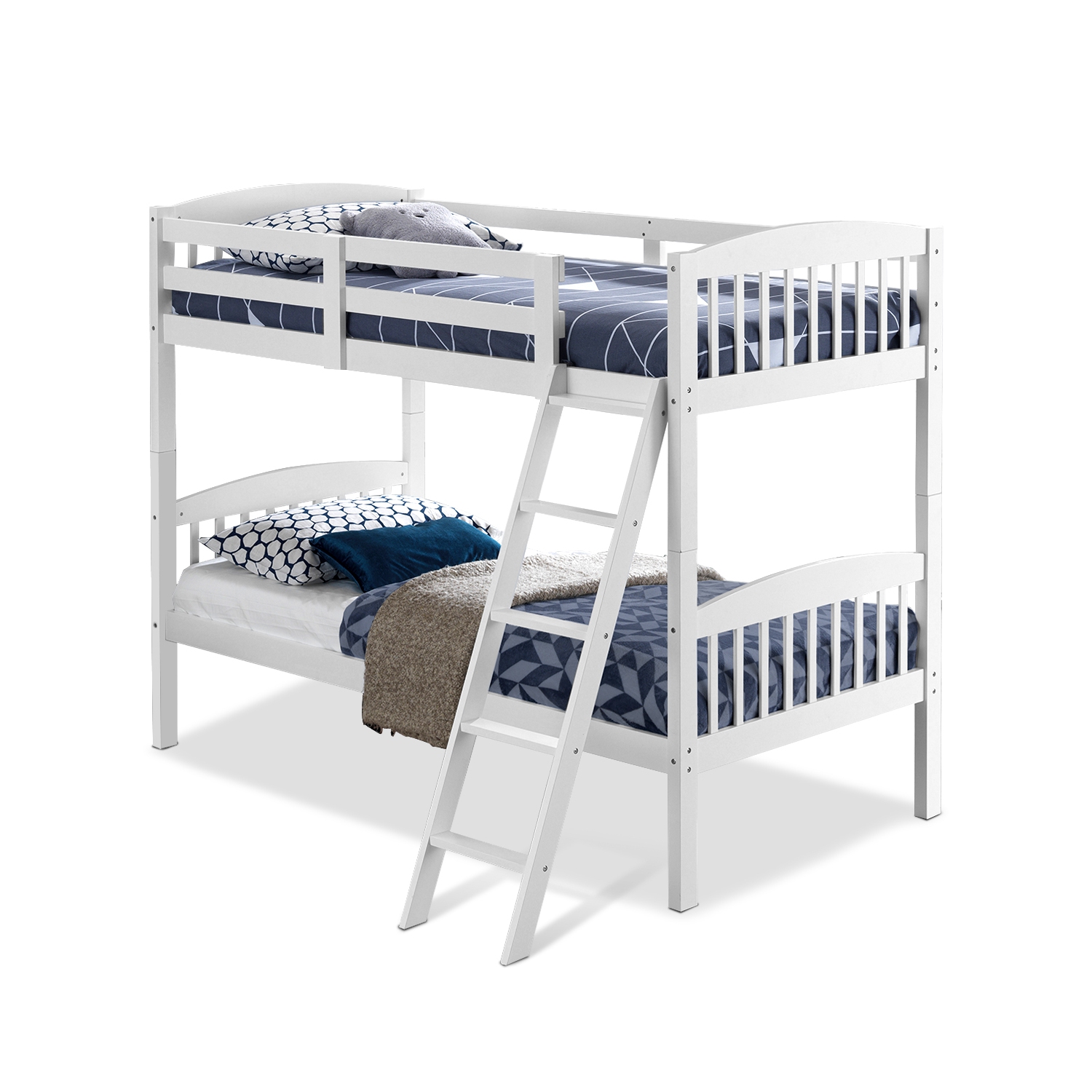 Topbuy Twin Over Twin Bunk Beds Hardwood&nbsp;&nbsp;Convertible into 2 Individual Kid Bed Ladder White/ Espresso