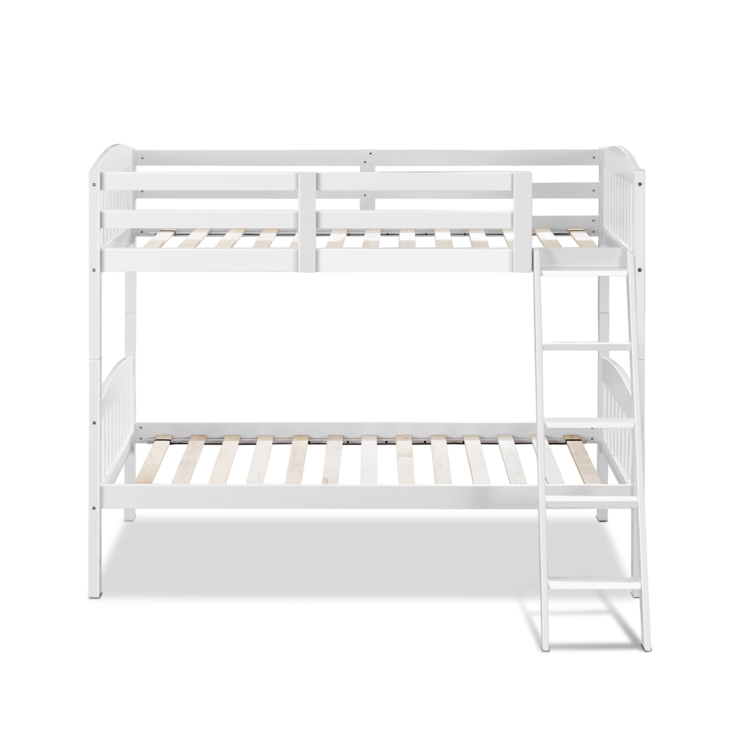Topbuy Twin Over Twin Bunk Beds Hardwood&nbsp;&nbsp;Convertible into 2 Individual Kid Bed Ladder White/ Espresso