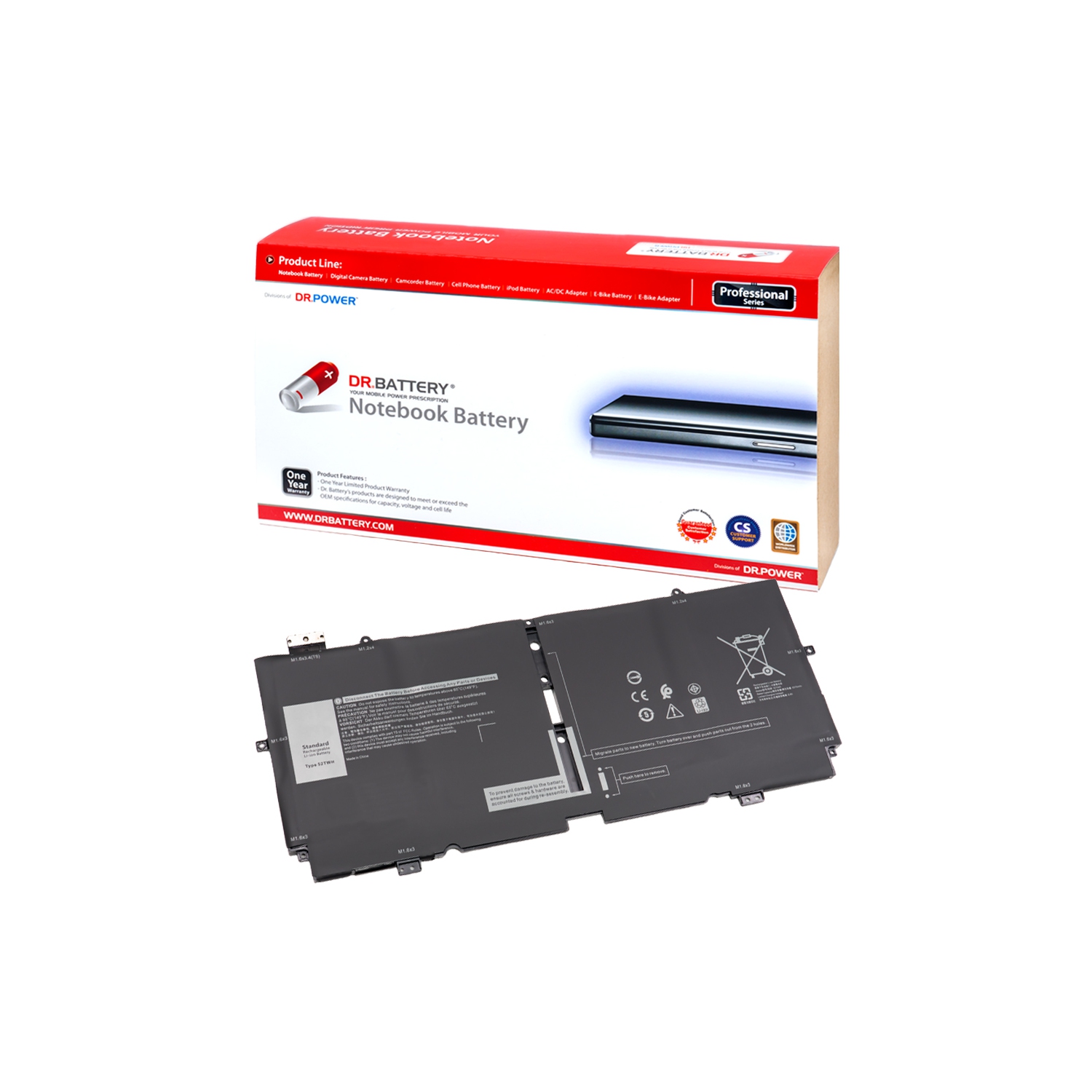 DR. BATTERIE - Remplacement pour Dell XPS 13 7390 2in1 / 13 7390 2-in-1 / 13 9310 2-IN-1 / 52TWH / P103G / P103G001 / P103G002 [7.6V / 6710mAh /