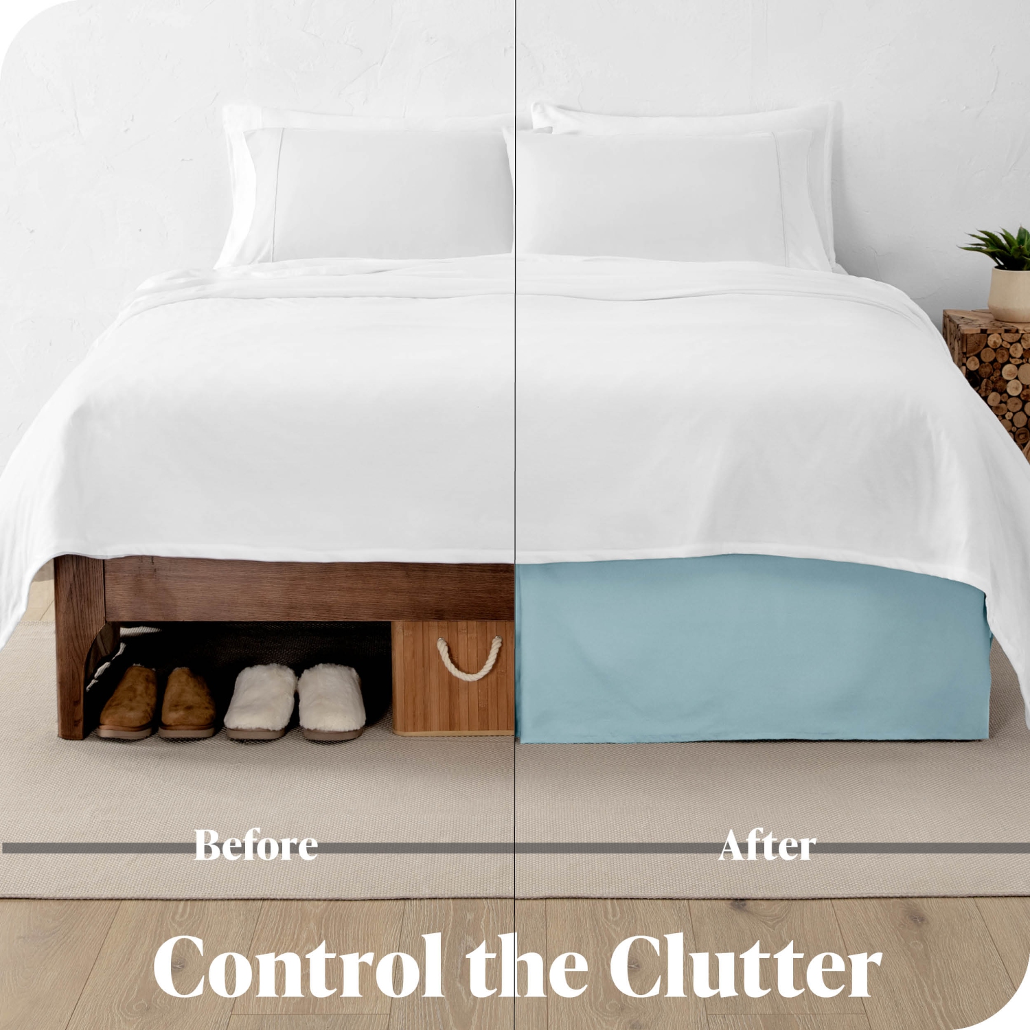 Bare Home Bed Skirt Double Brushed Premium Microfiber, 15-Inch Tailored Drop Pleated Ruffle, 1800 Ultra-Soft, Shrink Resistant - Queen, Light Blue