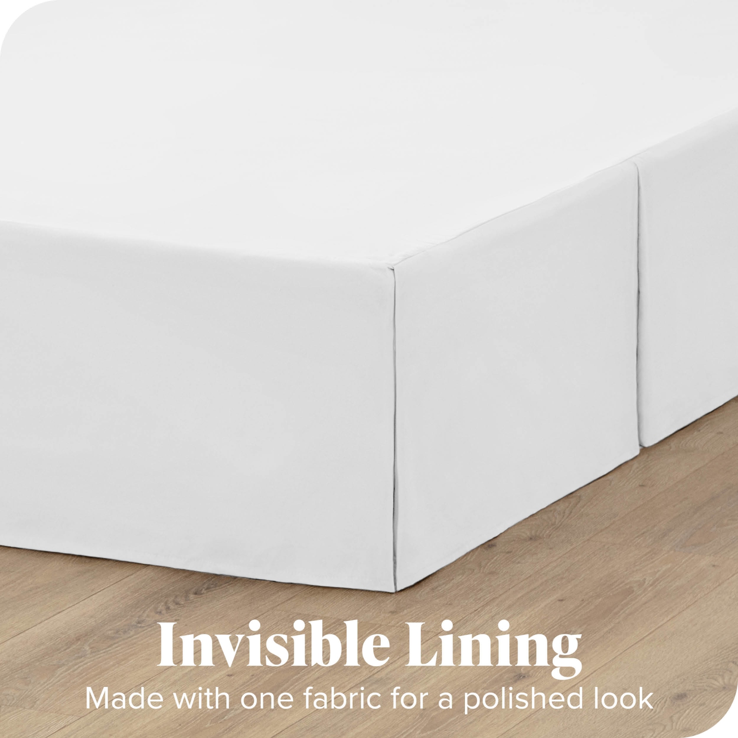 Juponnage Bare Home double brossé microfibre Premium, pli. Droit 15 po, 1800 ultra-doux, résistant aux pertes - Grand lit, blanc