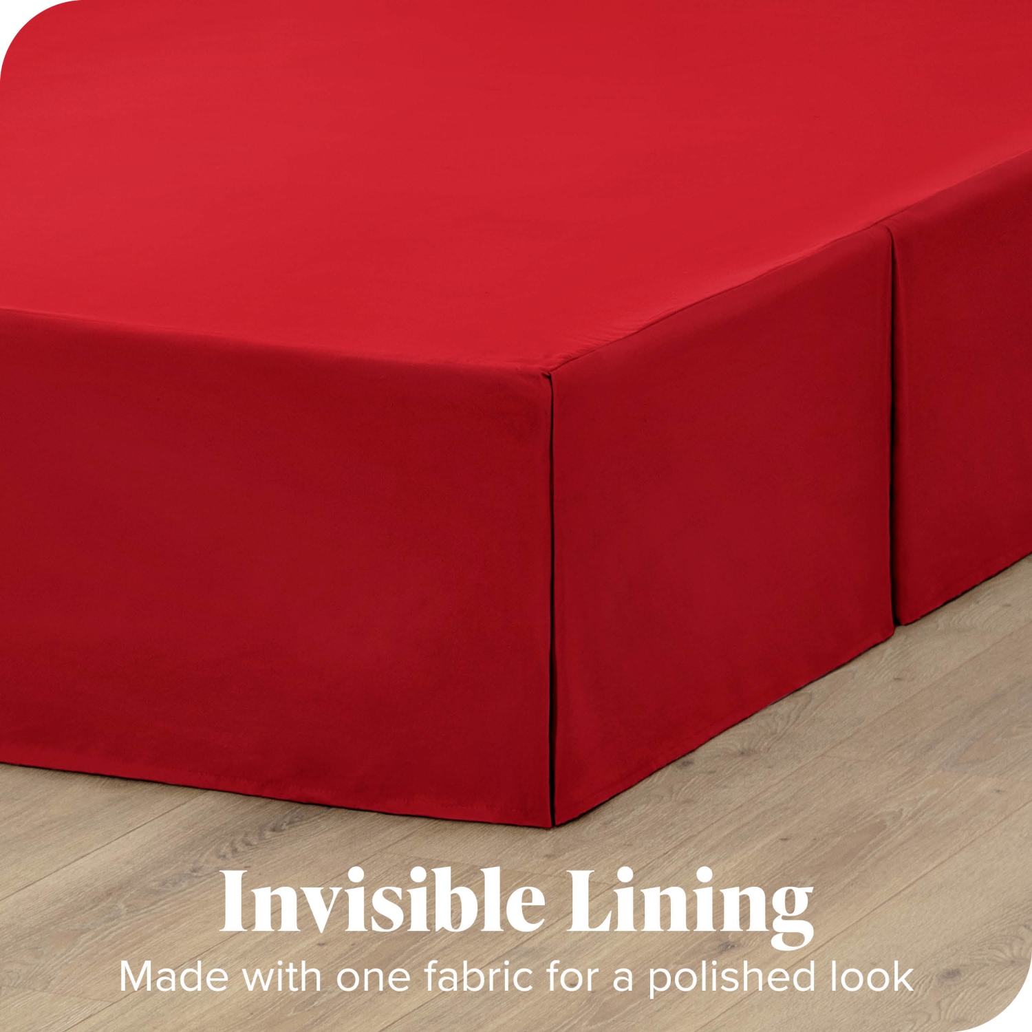 Jupe de lit Bare Home microfibre brossé double Premium, volants plissés droits 15 po, 1800 ultra-doux, résistant aux pertes - TG simple, rouge