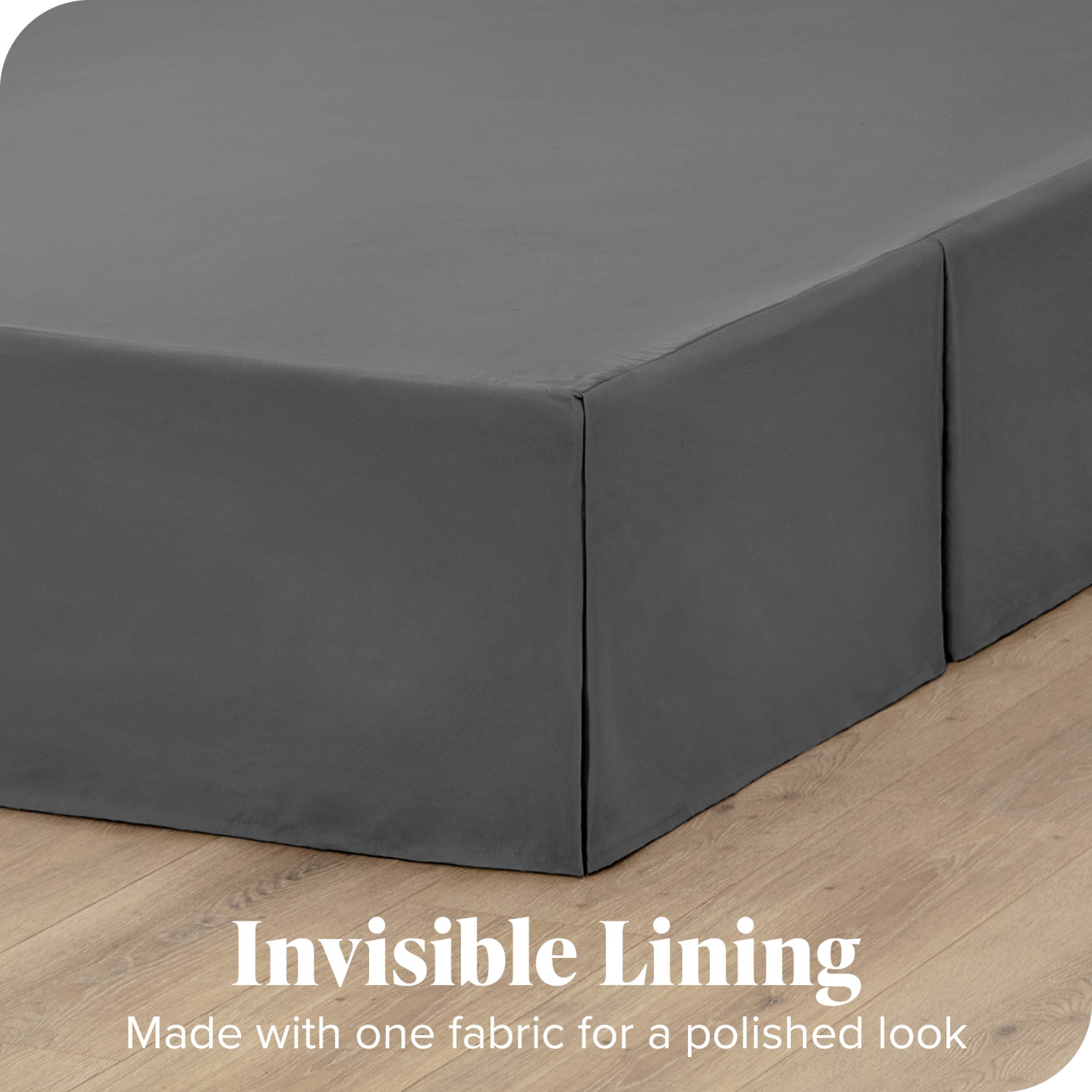 Juponnage Bare Home double brossé microfibre Premium, pli. Droit 15 po, 1800 ultra-doux, résistant aux pertes - TG lit, gris