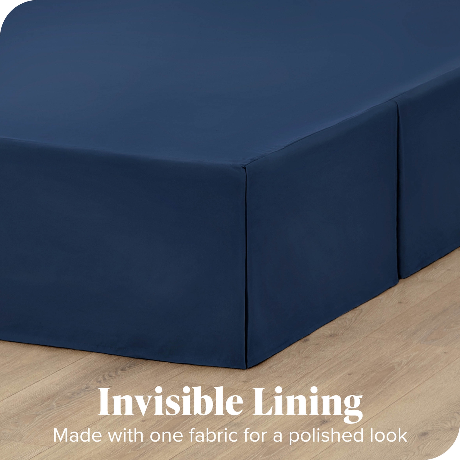 Juponnage Bare Home double brossé microfibre Premium, pli. Droit 15 po, 1800 ultra-doux, résistant aux pertes - simple, bleu foncé