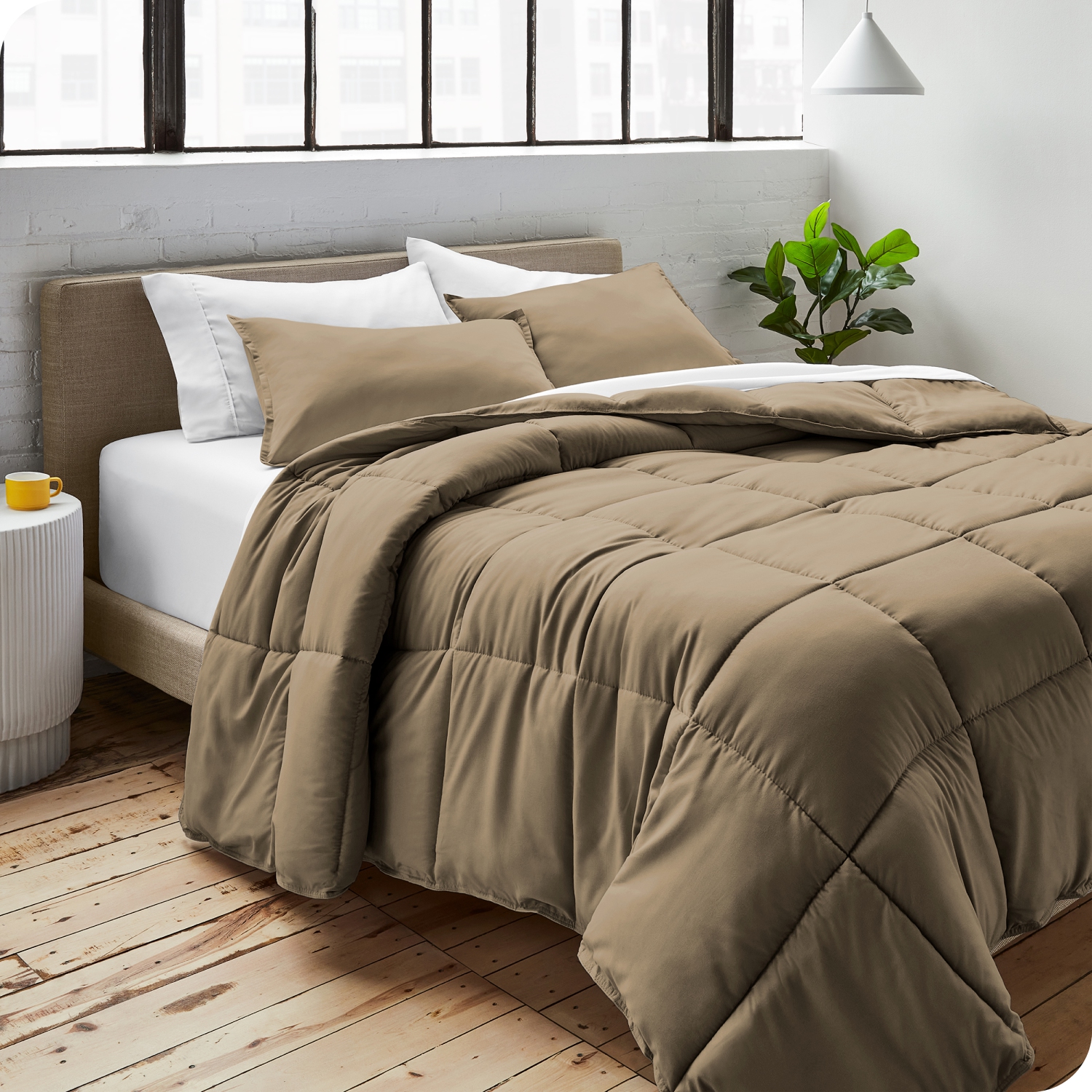 Bare Home Comforter Set - Goose Down Alternative - Ultra-Soft - Hypoallergenic - All Season Breathable Warmth - Twin/Twin XL, Taupe