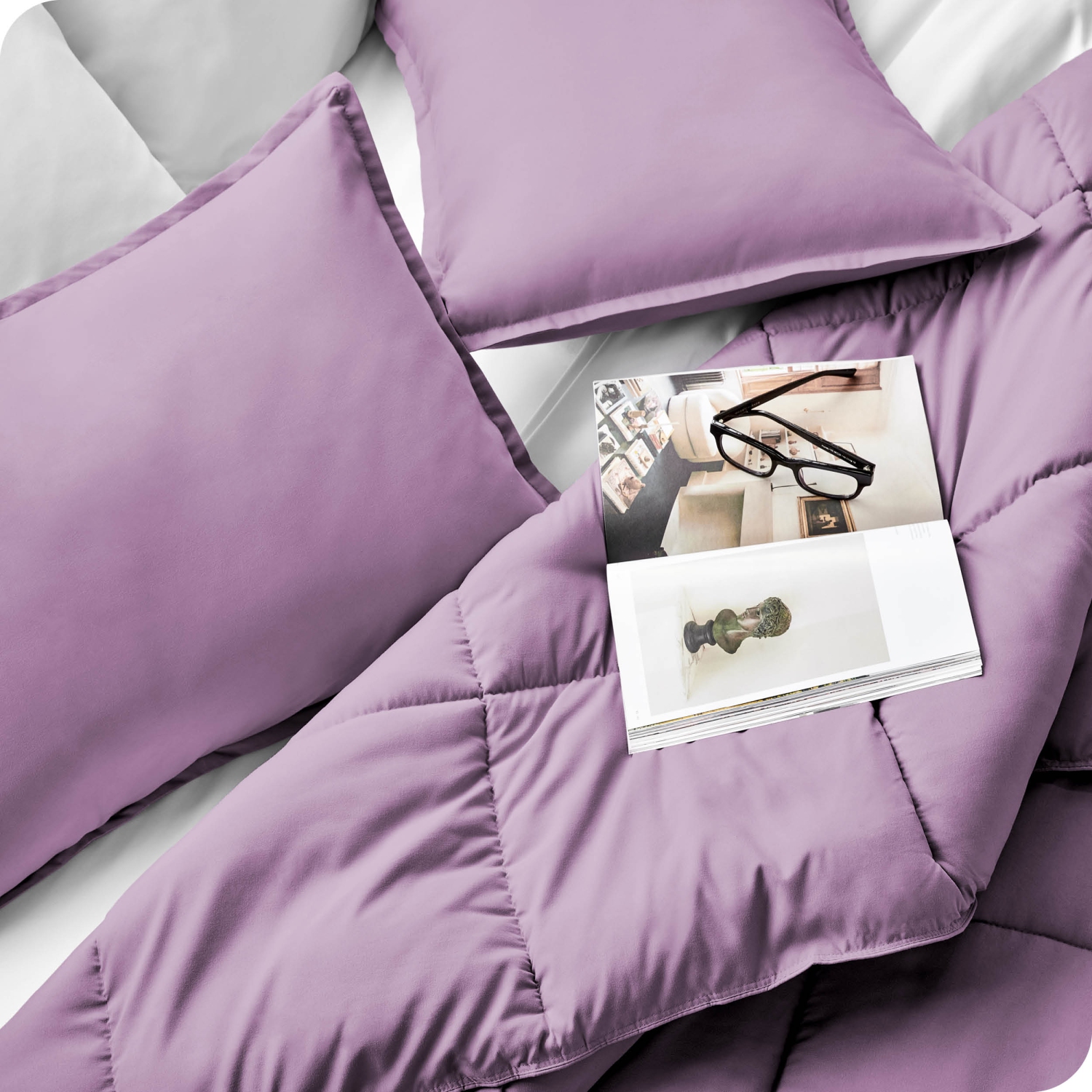 ENS. Édredon Bare Home - duvet d'oie - Ultra-doux - Hypoallergénique - chaleur toutes saisons - simple/jumeau TG, lavande