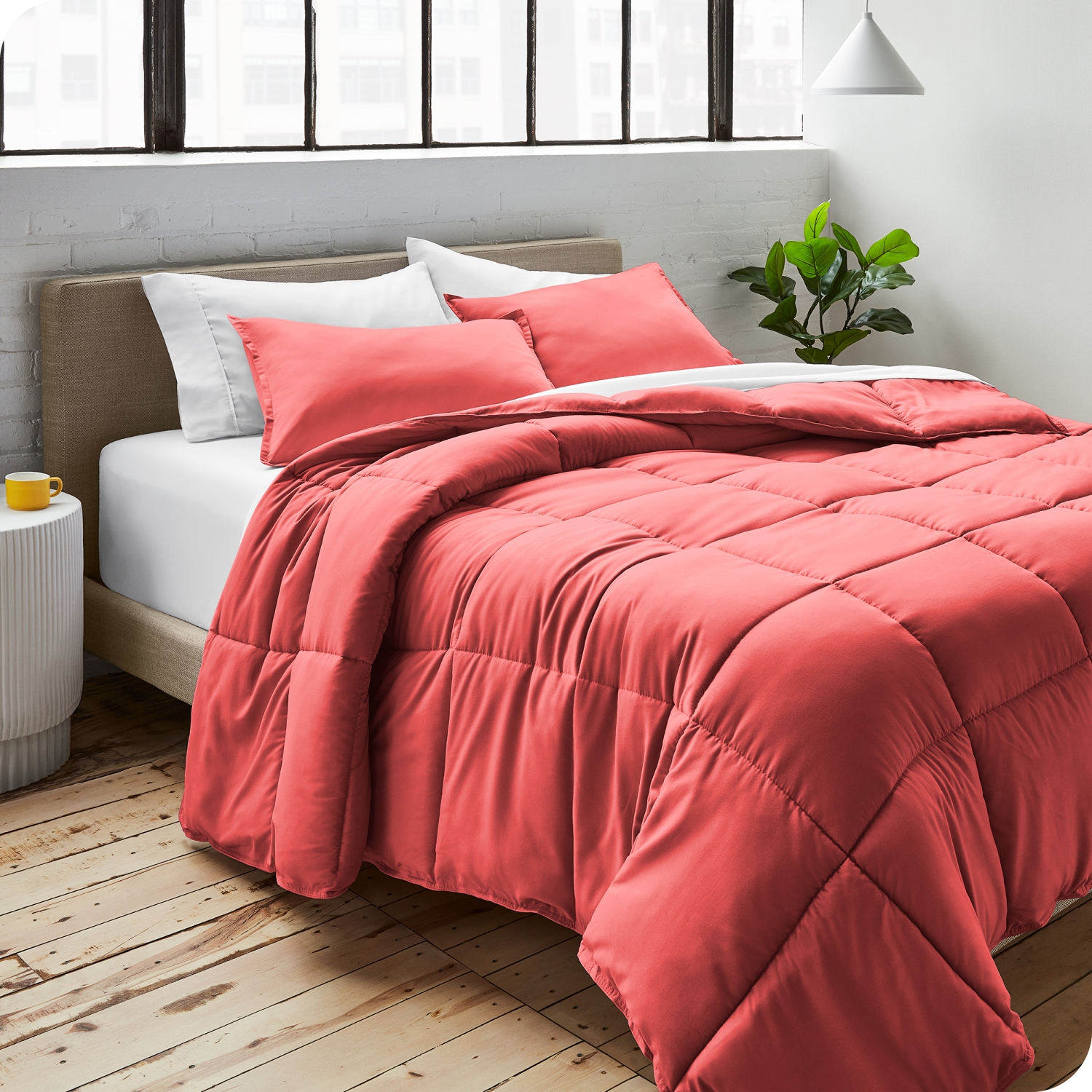 Bare Home Comforter Set - Goose Down Alternative - Ultra-Soft - Hypoallergenic - All Season Breathable Warmth - Twin/Twin XL, Pink