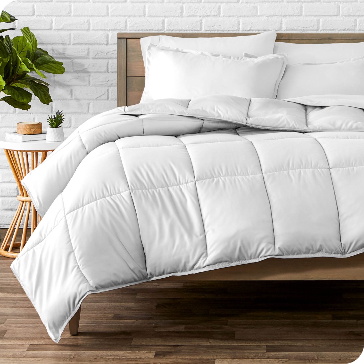 Bare Home Comforter Set - Goose Down Alternative - Ultra-Soft - Hypoallergenic - All Season Breathable Warmth - Queen, White