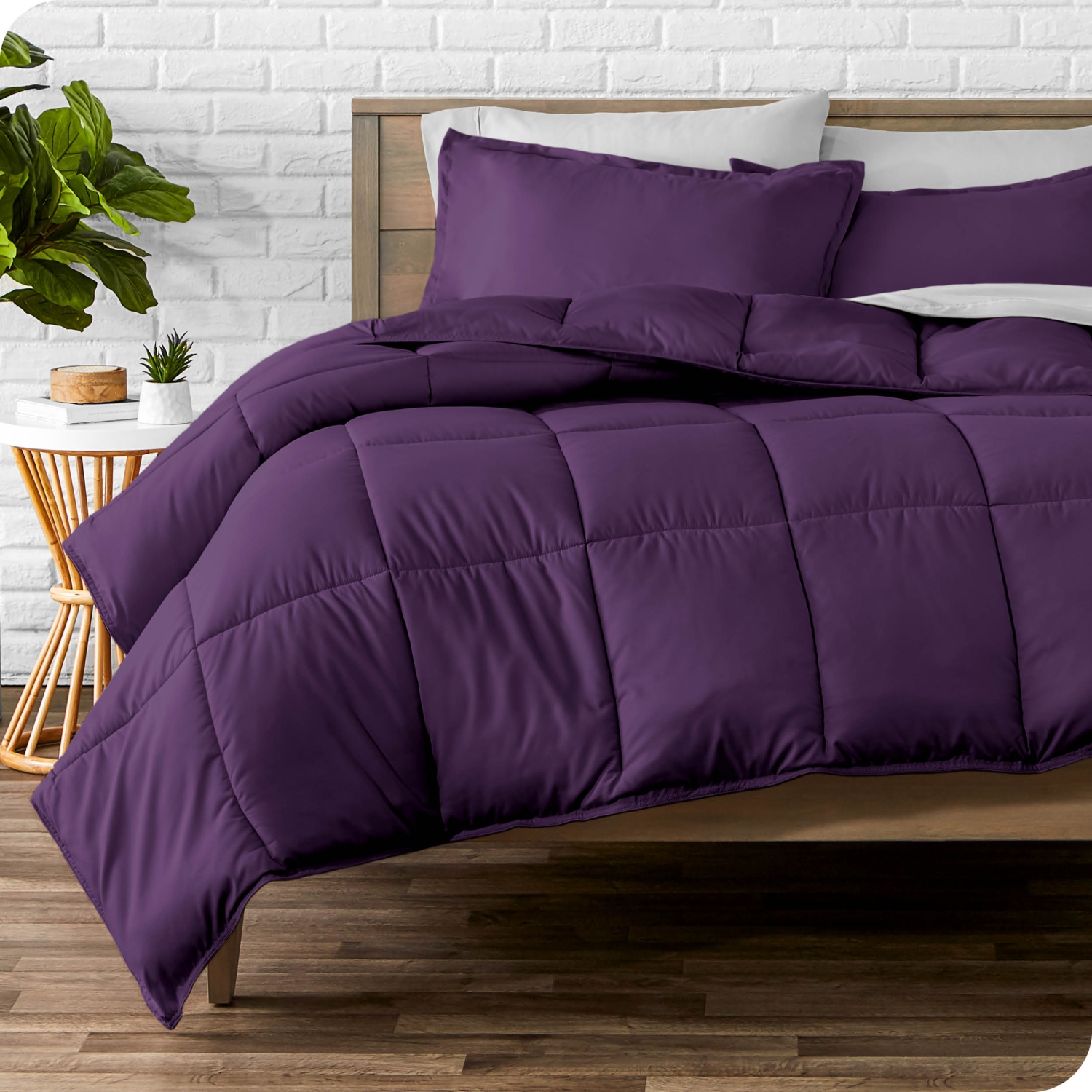 ENS. Édredon Bare Home - duvet d'oie - Ultra-doux - Hypoallergénique - chaleur toutes saisons - lit simple/jumeau TG, prune
