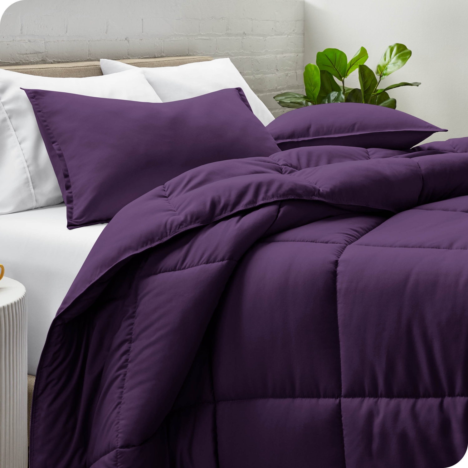 ENS. Édredon Bare Home - duvet d'oie - Ultra-doux - Hypoallergénique - chaleur toutes saisons - lit simple/jumeau TG, prune
