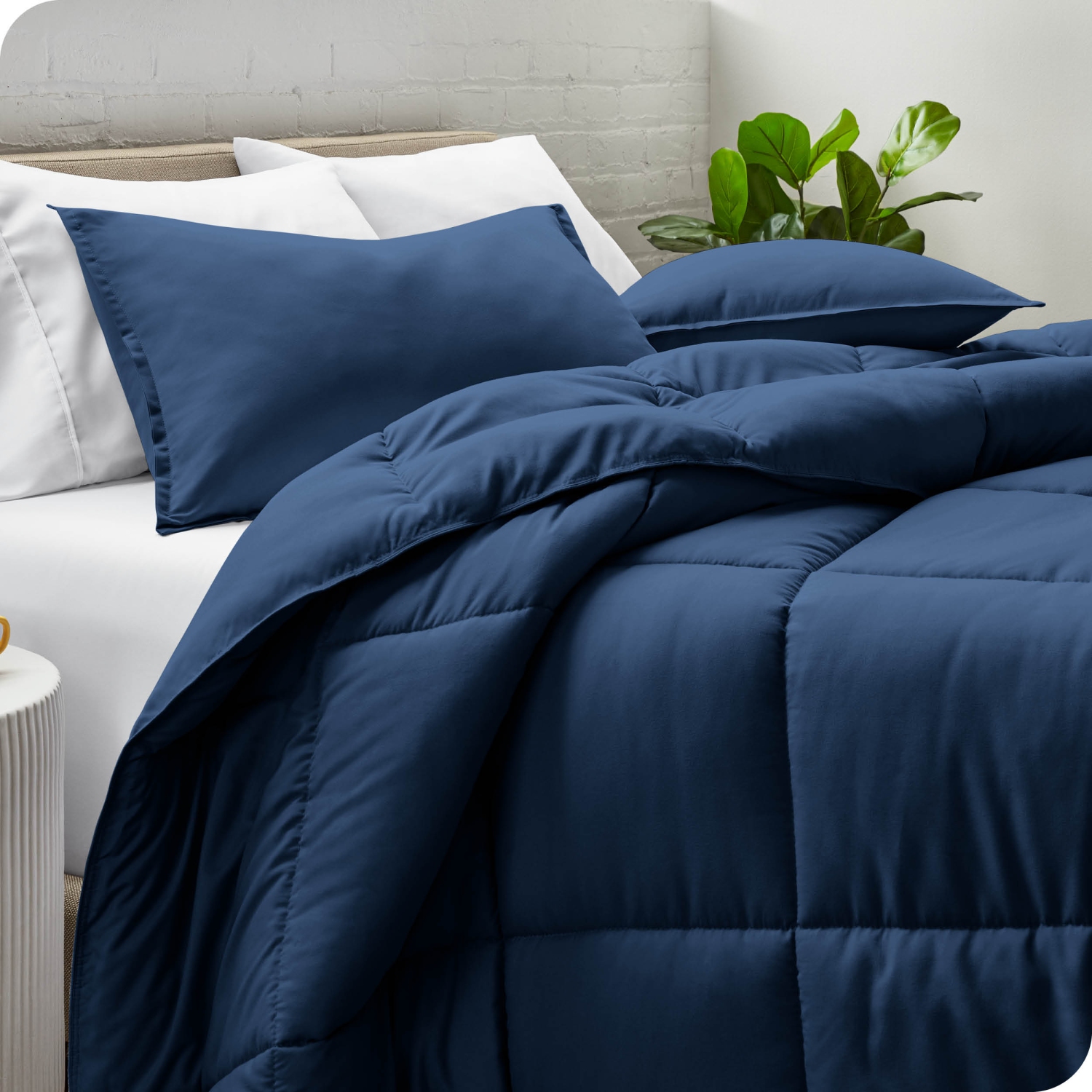 Bare Home Comforter Set - Goose Down Alternative - Ultra-Soft - Hypoallergenic - All Season Breathable Warmth - Queen, Dark Blue