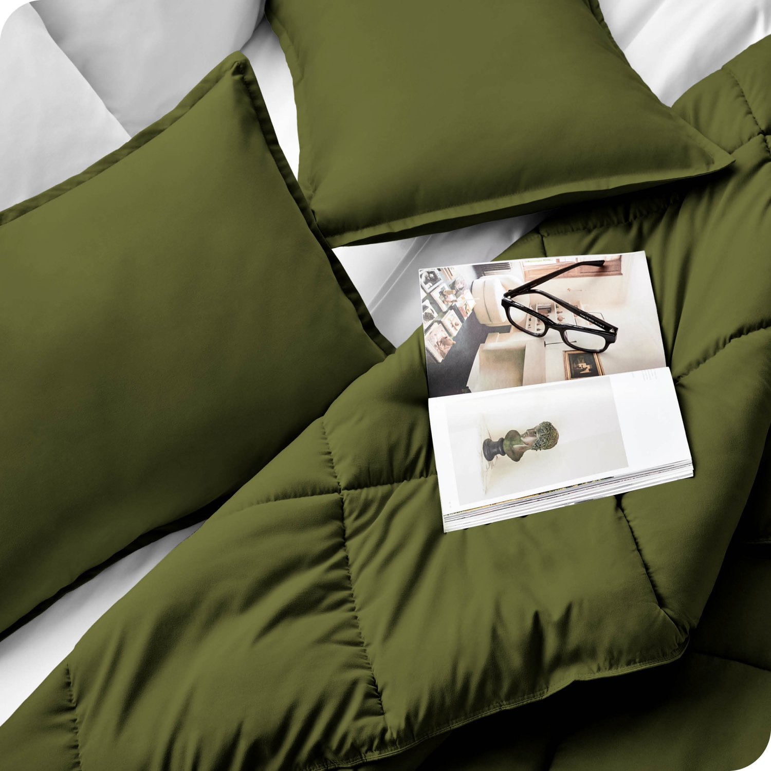 Bare Home Comforter Set - Goose Down Alternative - Ultra-Soft - Hypoallergenic - All Season Breathable Warmth - Queen, Cypress