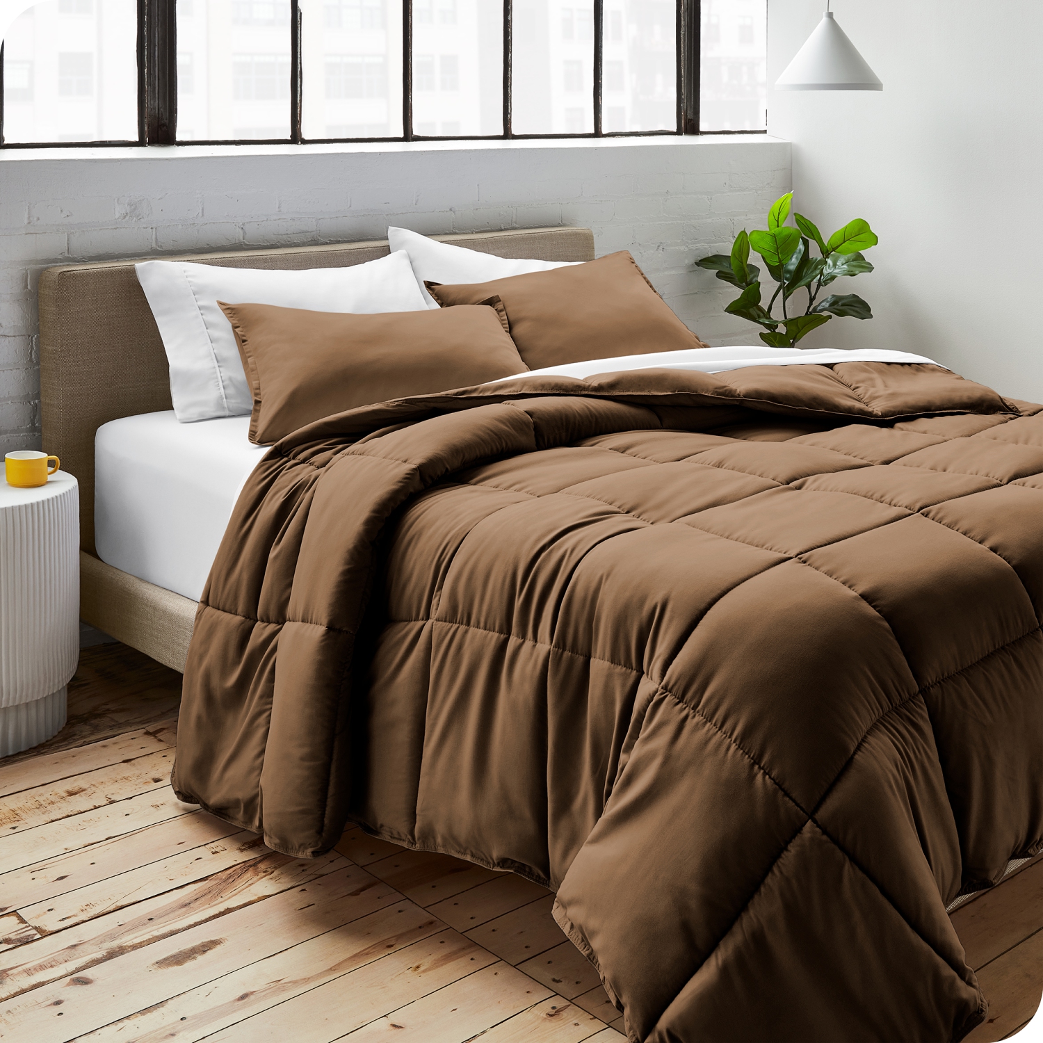 Bare Home Comforter Set - Goose Down Alternative - Ultra-Soft - Hypoallergenic - All Season Breathable Warmth - King/California King, Cocoa
