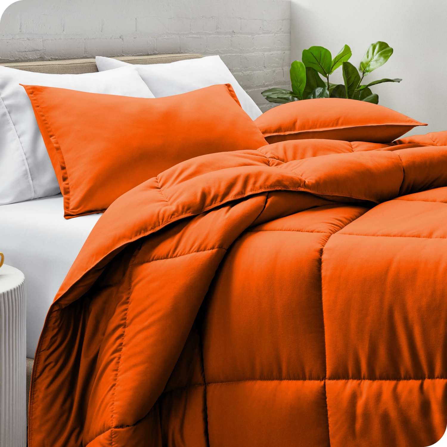 Bare Home Comforter Set - Goose Down Alternative - Ultra-Soft - Hypoallergenic - All Season Breathable Warmth - Twin/Twin XL, Orange