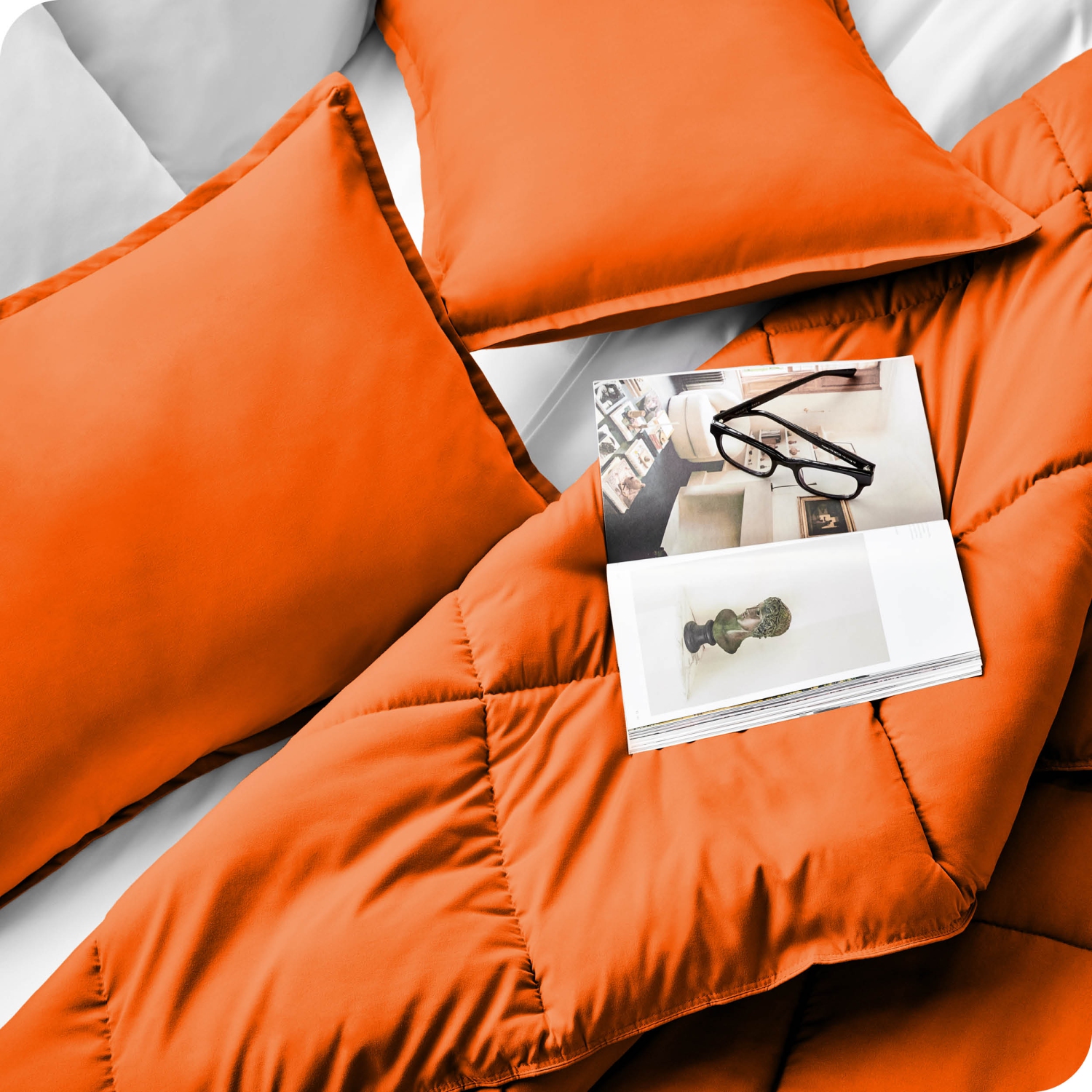 Bare Home Comforter Set - Goose Down Alternative - Ultra-Soft - Hypoallergenic - All Season Breathable Warmth - Twin/Twin XL, Orange
