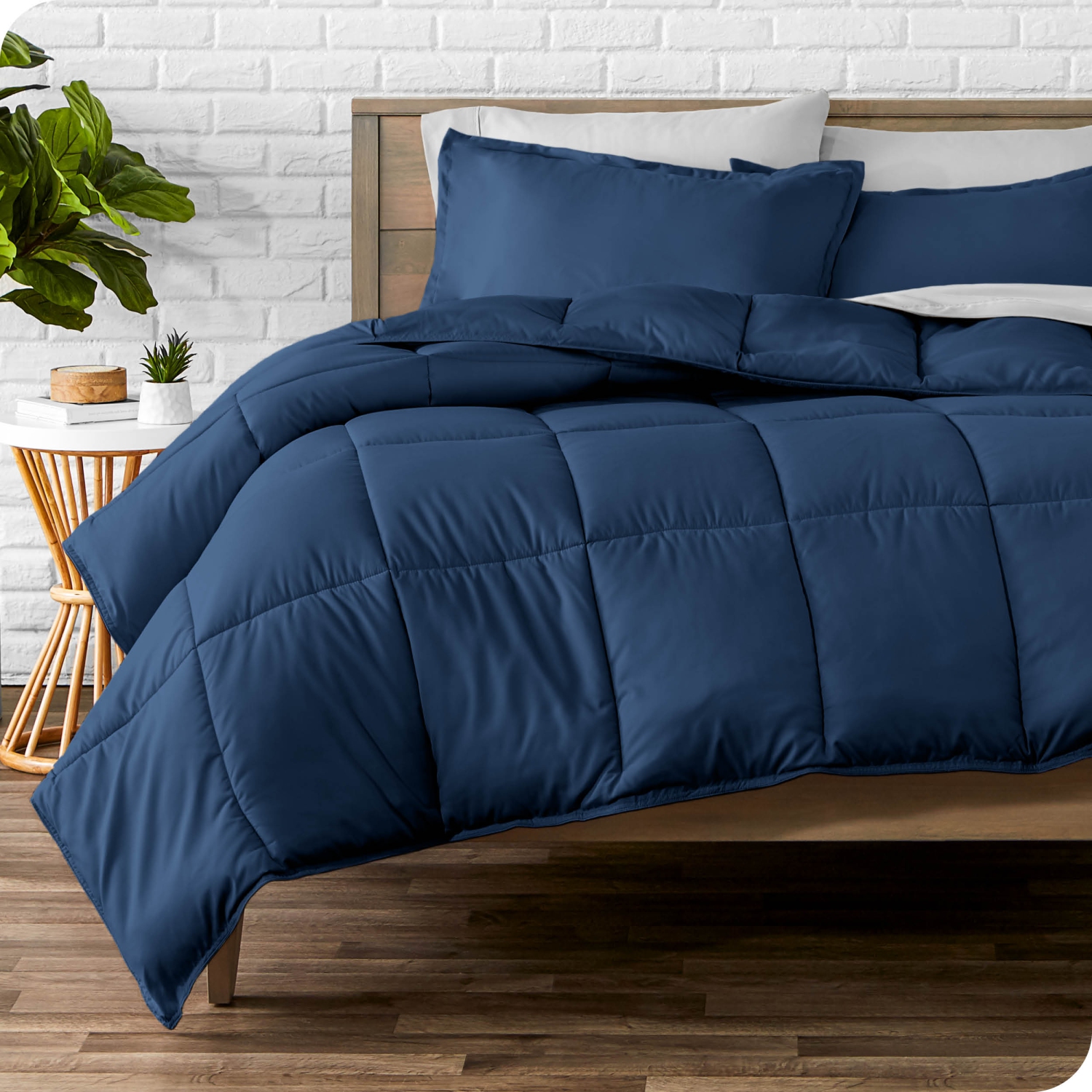 Ensemble de douillette « Bare Home » - duvet d'oie - Ultra-doux - Hypoallergénique - chaleur quatre saisons - lit 2 places, bleu foncé