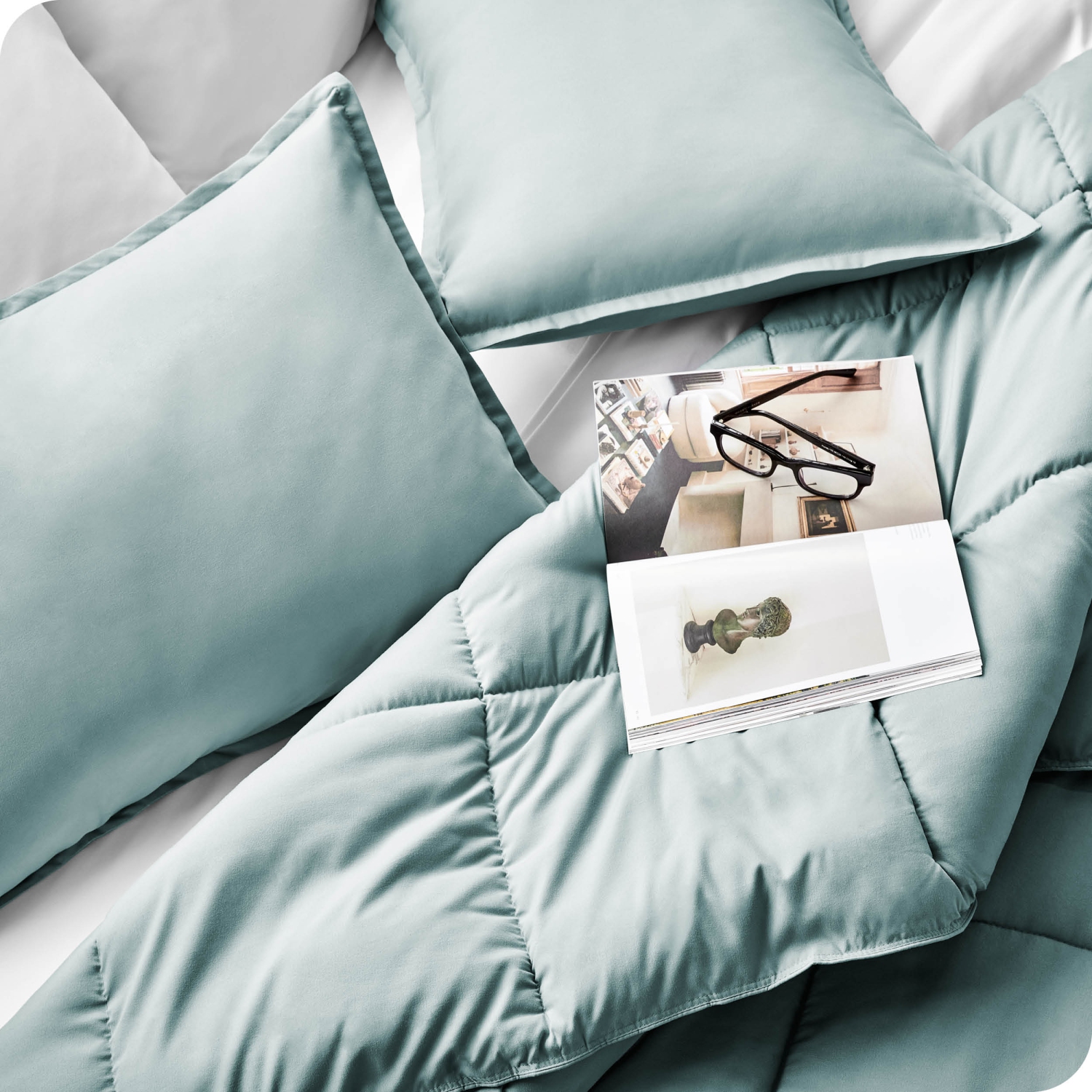 Ensemble de douillette Bare Home - duvet d'oie - Ultra-doux - Hypoallergénique - chaleur toutes saisons - lit simple TG, bleu pâle