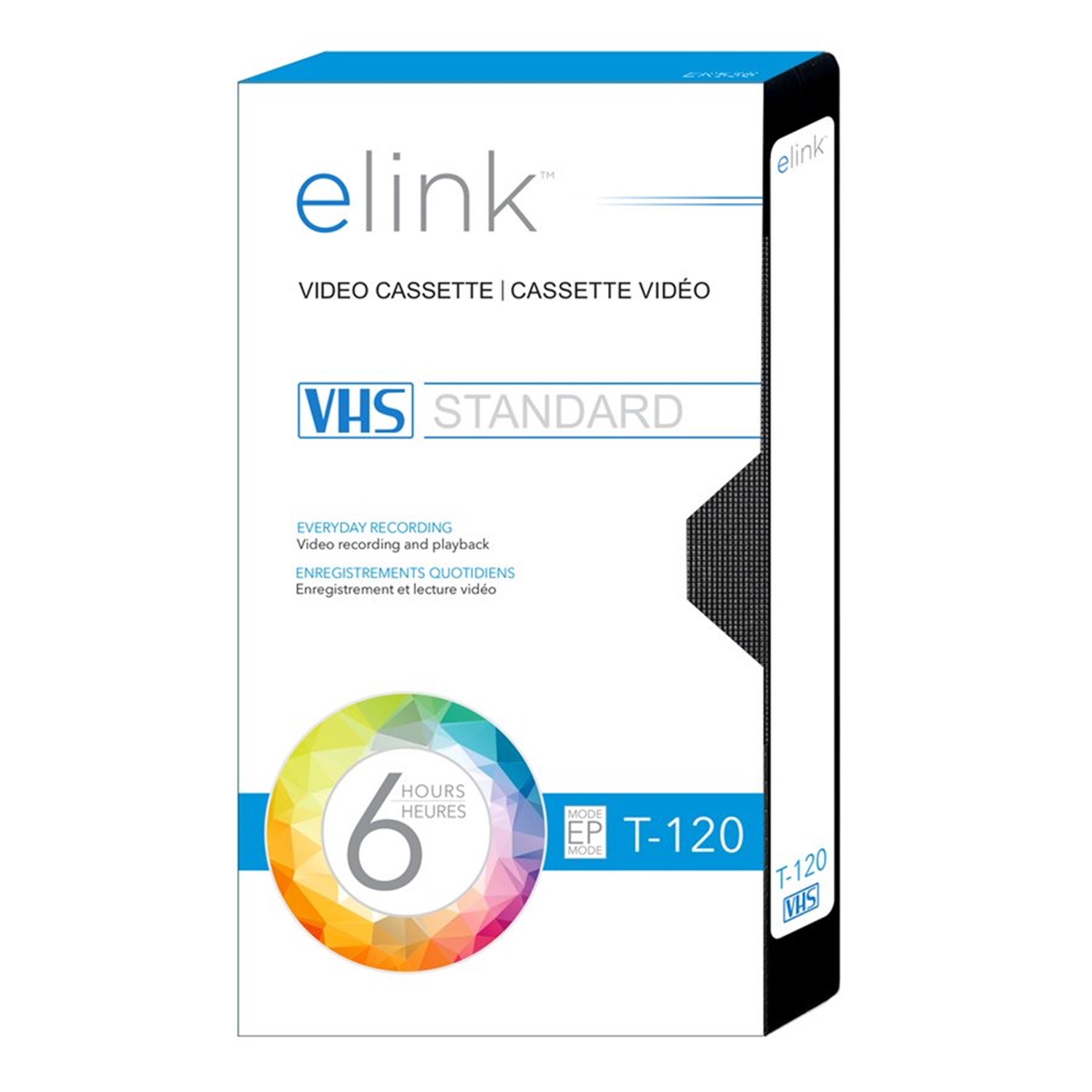 Elink - Ensemble de 6 Cassettes VHS pour L'enregistrement, Capacité de 120 Minutes, Noir