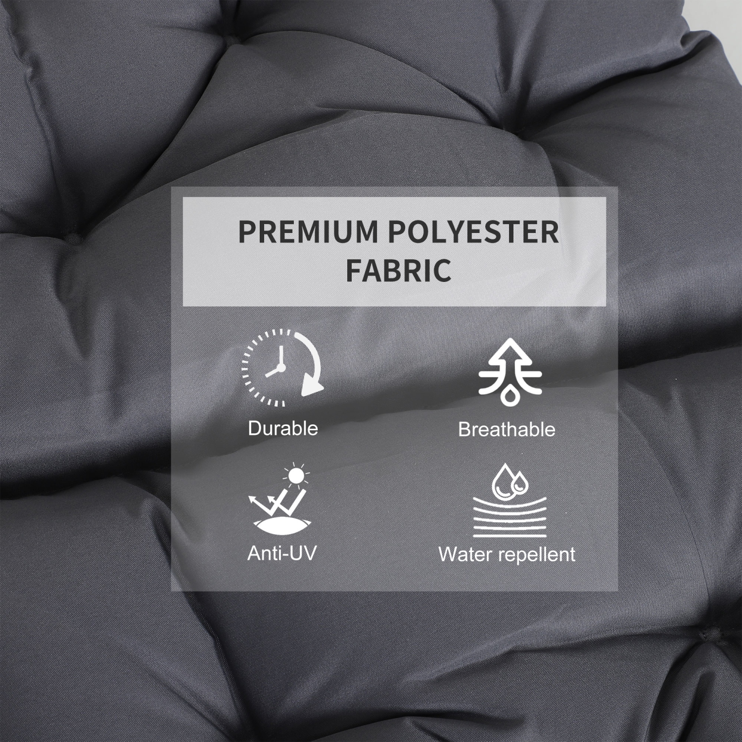 Outsunny Patio Chair Cushions Set of 2, 39" x 20" x 3" Outdoor Tufted Cushion Set with Ties for Indoor Outdoor Garden Furniture, Dark Grey