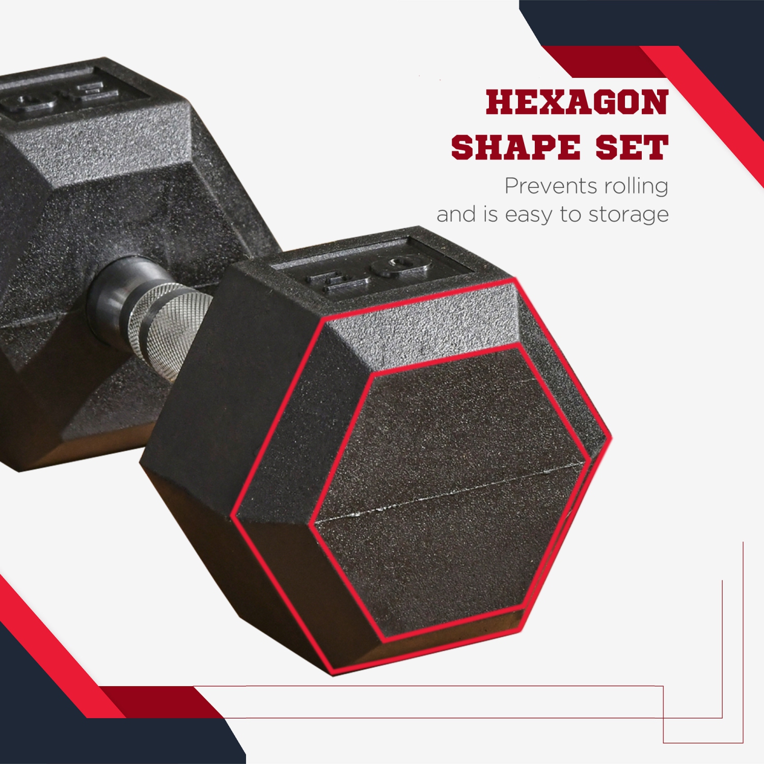 Ensemble d'haltères en caoutchouc de Soozier, 60 lb total, 30 lb chacun, poids des haltères pour l'entraînement du corps pour le gymnase à