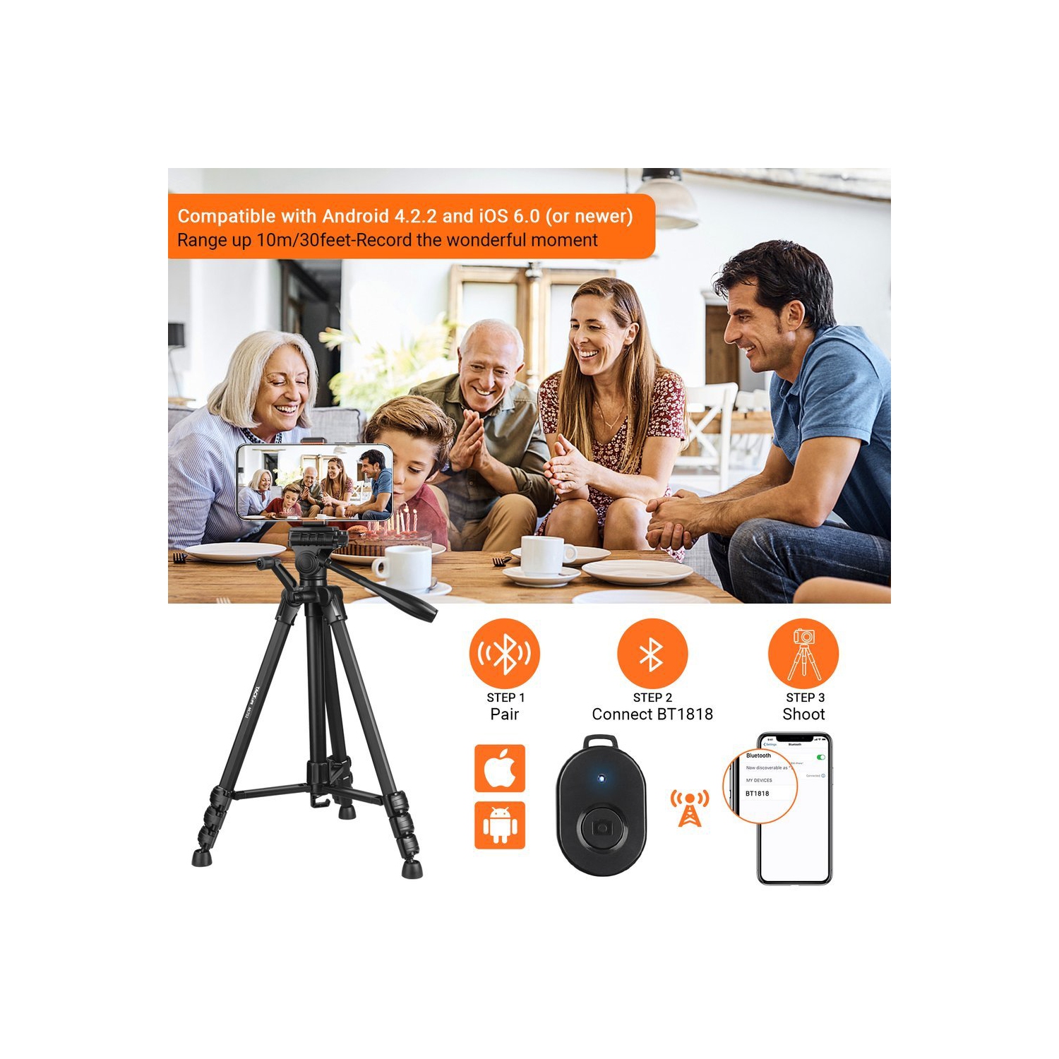 Trépied léger de 60 po de haute qualité, trépied de voyage/appareil photo/téléphone en aluminium avec sac de transport