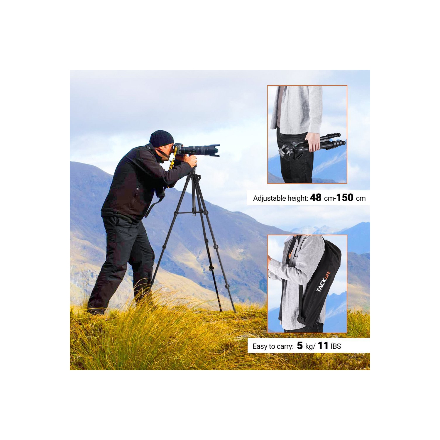 Trépied léger de 60 po de haute qualité, trépied de voyage/appareil photo/téléphone en aluminium avec sac de transport