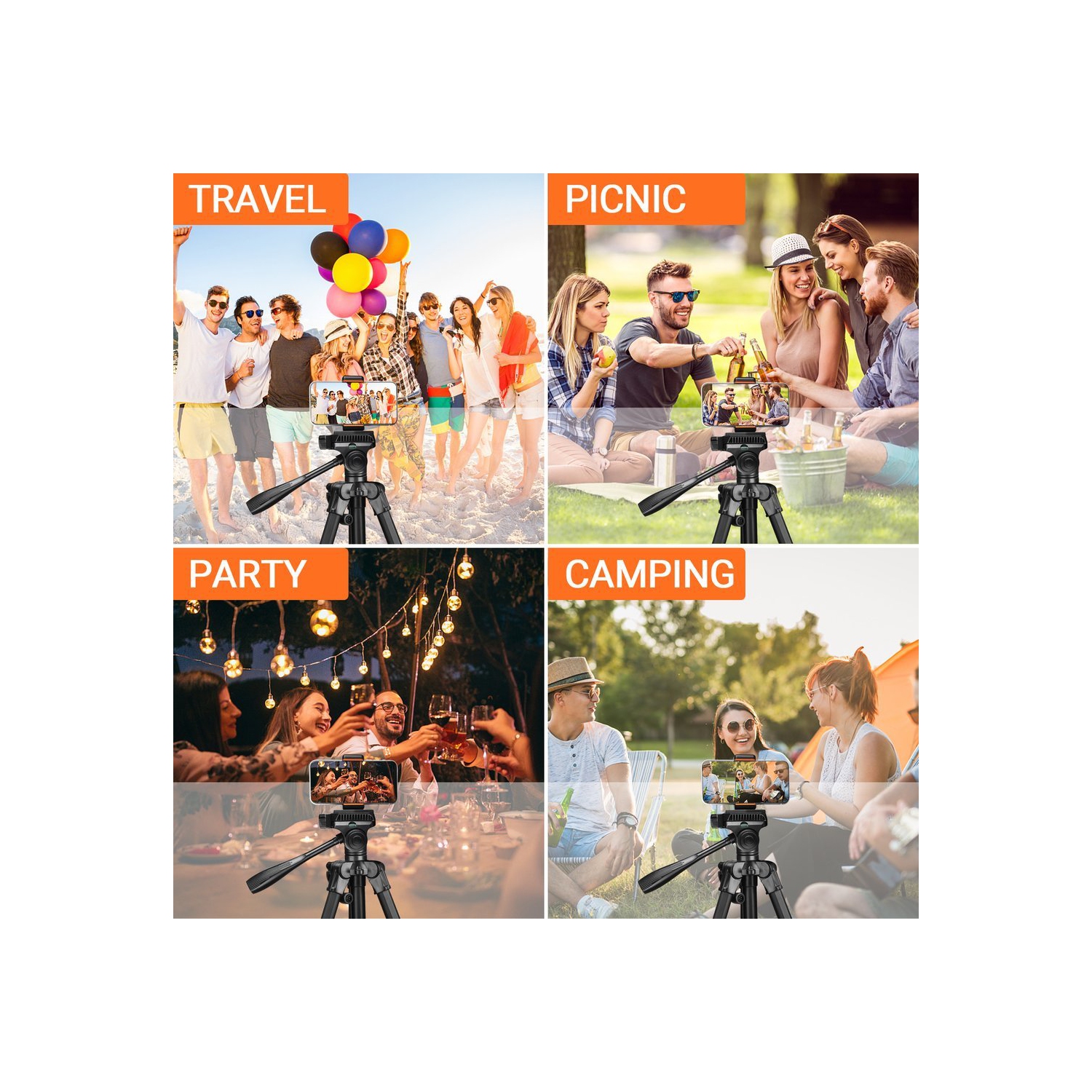 Trépied léger de 60 po de haute qualité, trépied de voyage/appareil photo/téléphone en aluminium avec sac de transport