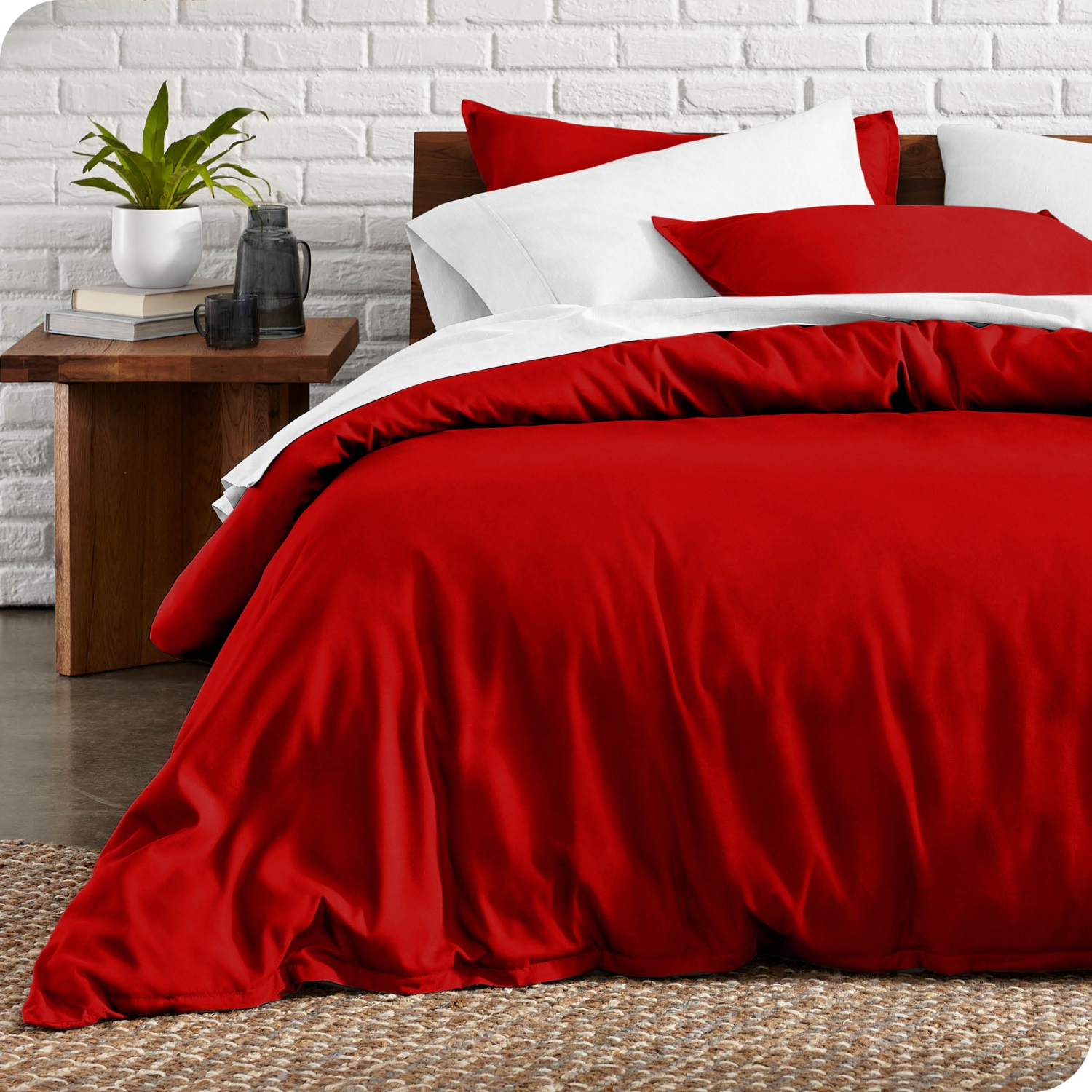 Bare Home Duvet Cover and Sham Set - Premium 1800 Ultra-Soft Brushed Microfiber - Hypoallergenic, Easy Care, Wrinkle Resistant - Twin/Twin XL, Red