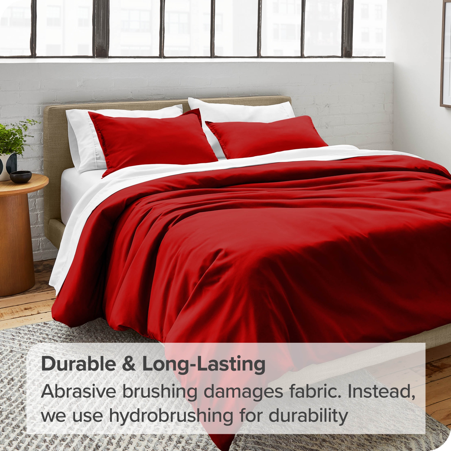 Bare Home Duvet Cover and Sham Set - Premium 1800 Ultra-Soft Brushed Microfiber - Hypoallergenic, Easy Care, Wrinkle Resistant - Queen, Red