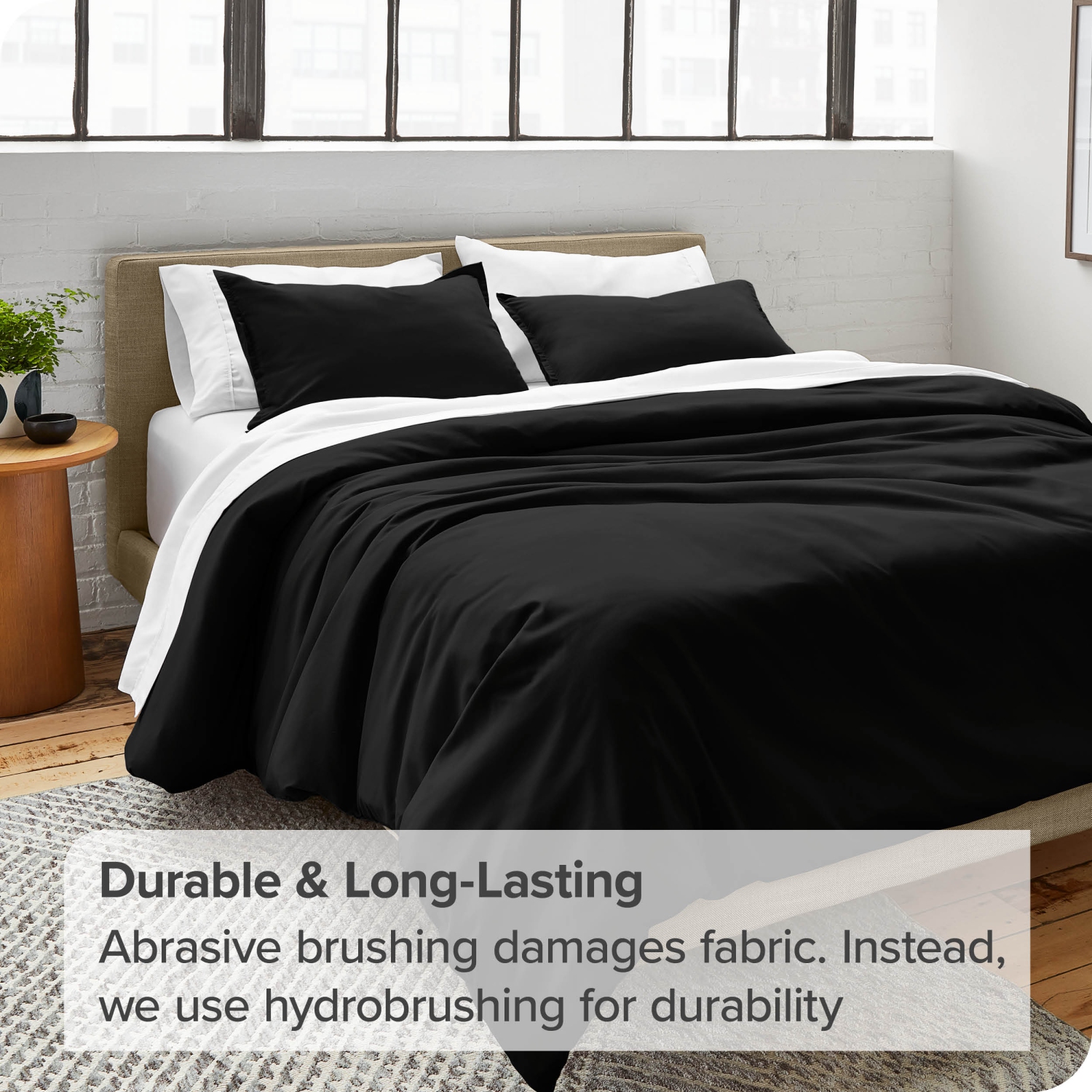 Bare Home Duvet Cover and Sham Set - Premium 1800 Ultra-Soft Brushed Microfiber - Hypoallergenic, Easy Care, Wrinkle Resistant - Oversized King, Black