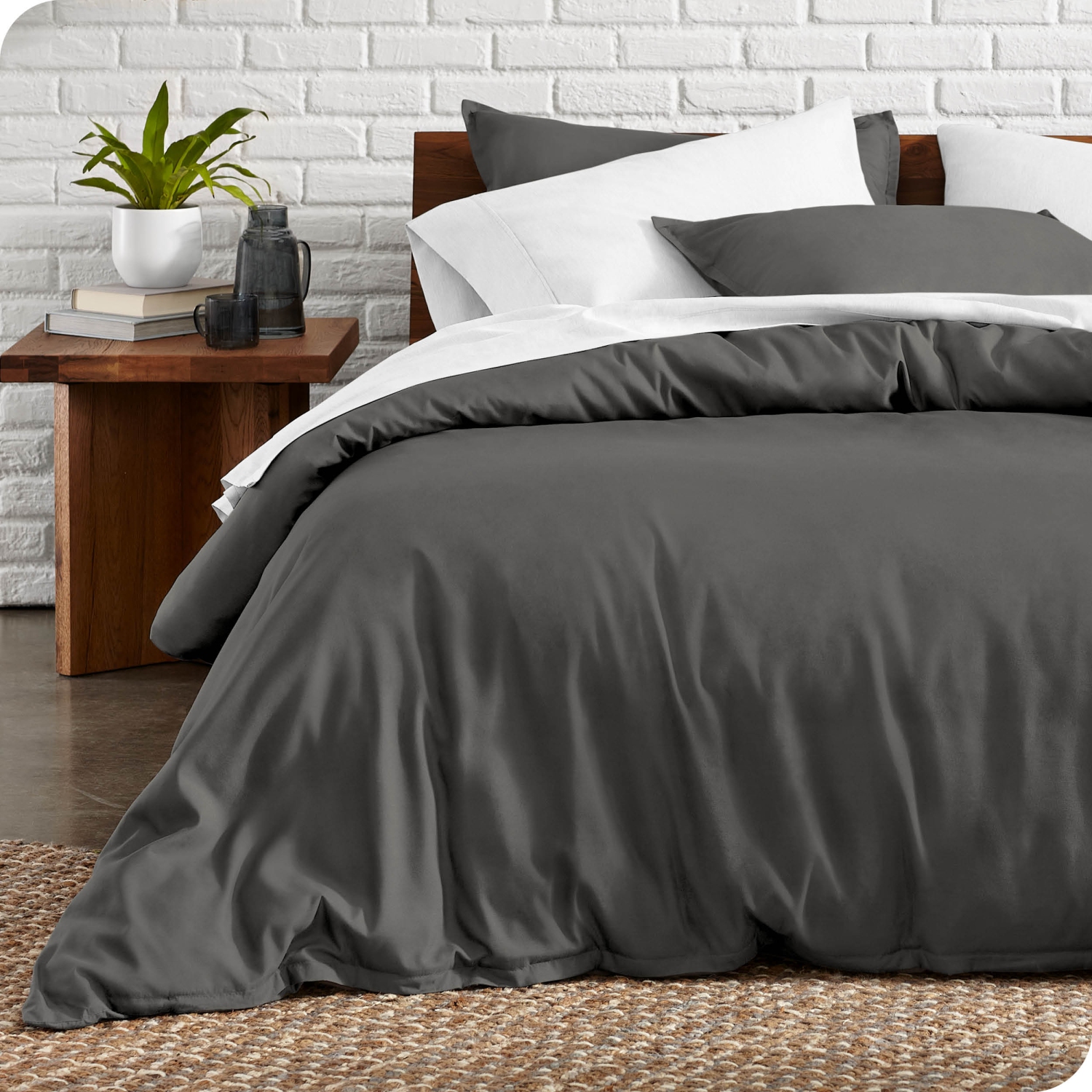 Bare Home Duvet Cover and Sham Set - Premium 1800 Ultra-Soft Brushed Microfiber - Hypoallergenic, Easy Care, Wrinkle Resistant - Queen, Grey