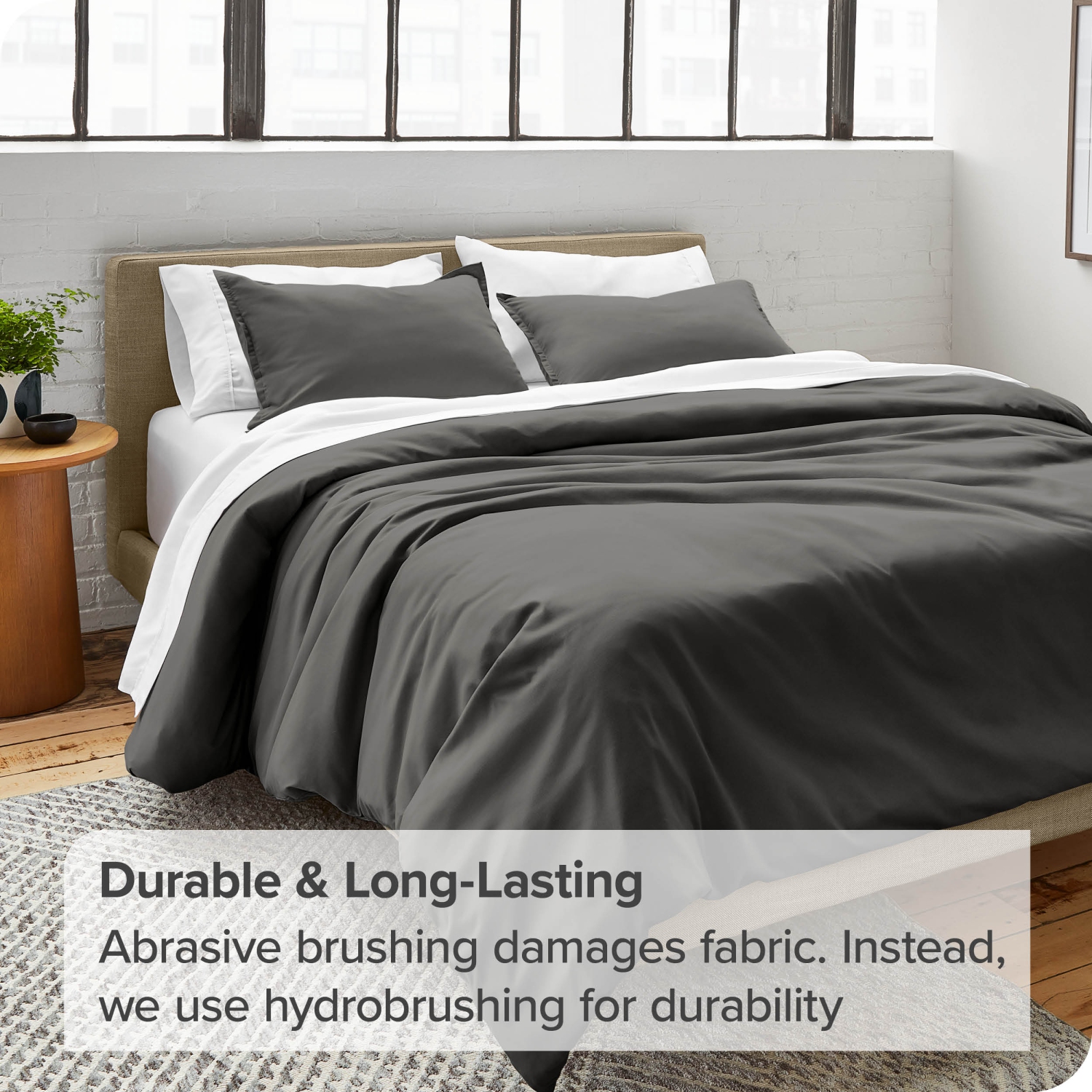 Bare Home Duvet Cover and Sham Set - Premium 1800 Ultra-Soft Brushed Microfiber - Hypoallergenic, Easy Care, Wrinkle Resistant - Queen, Grey