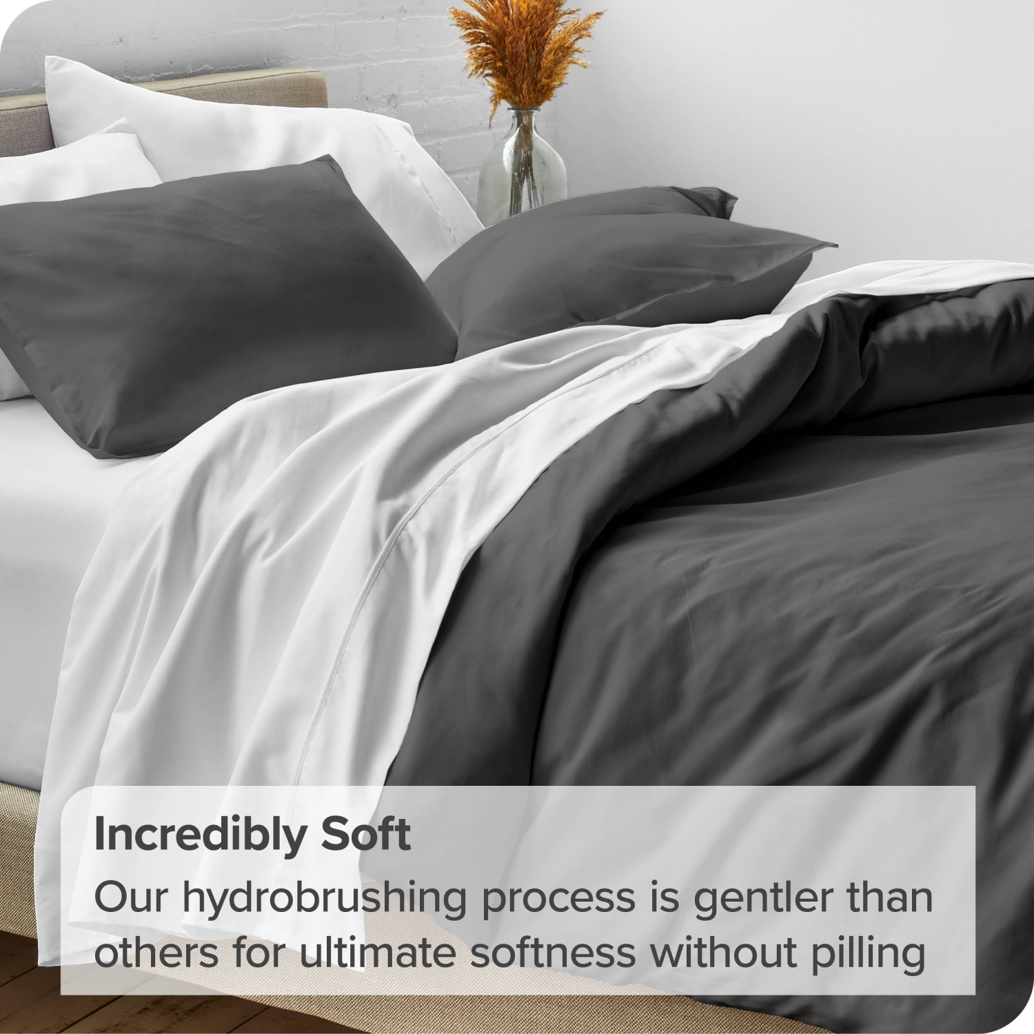 Bare Home Duvet Cover and Sham Set - Premium 1800 Ultra-Soft Brushed Microfiber - Hypoallergenic, Easy Care, Wrinkle Resistant - Queen, Grey